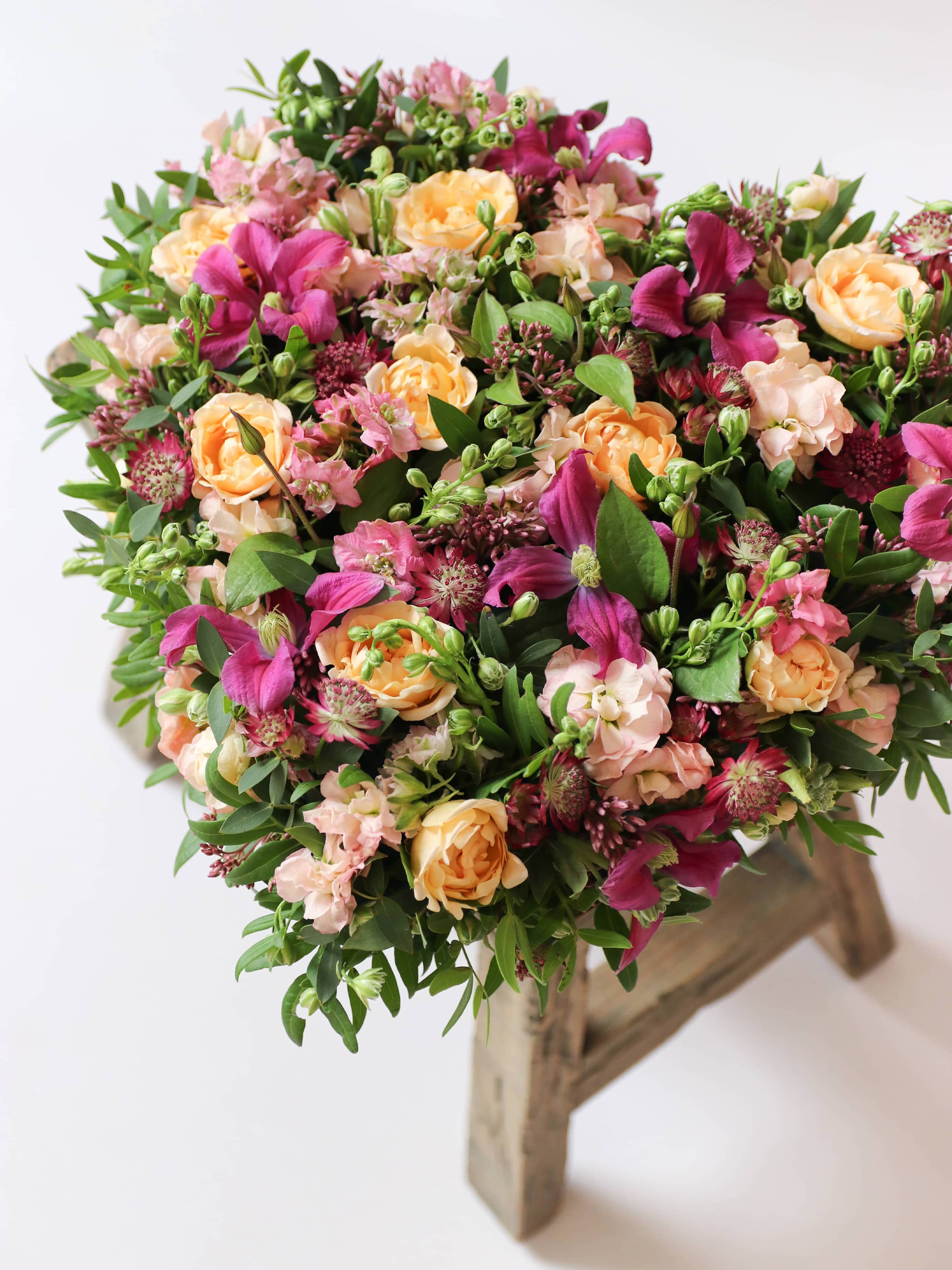 Bright & Vibrant Funeral Heart Posy