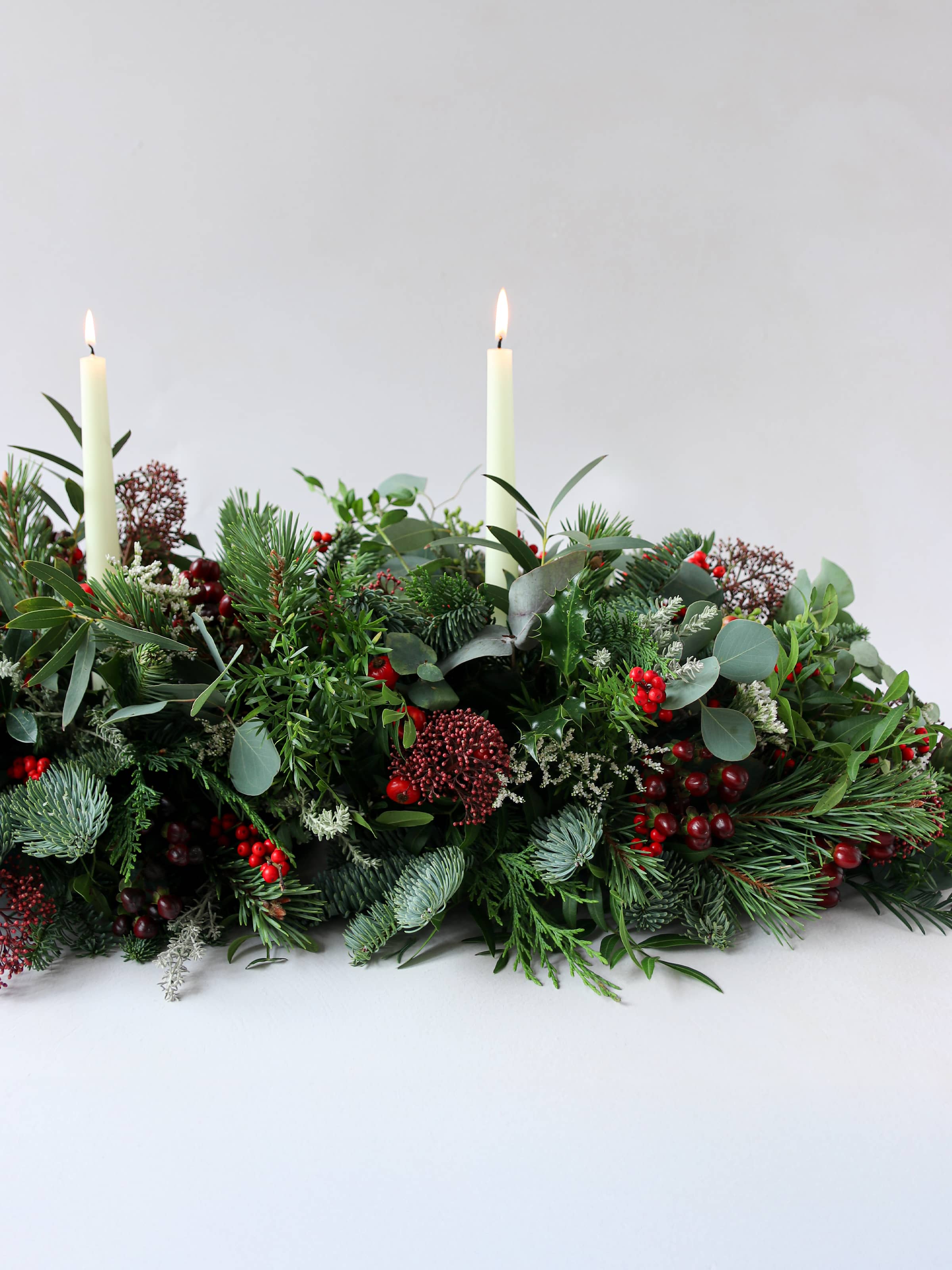 Christmas Table Runner Garland Arrangement