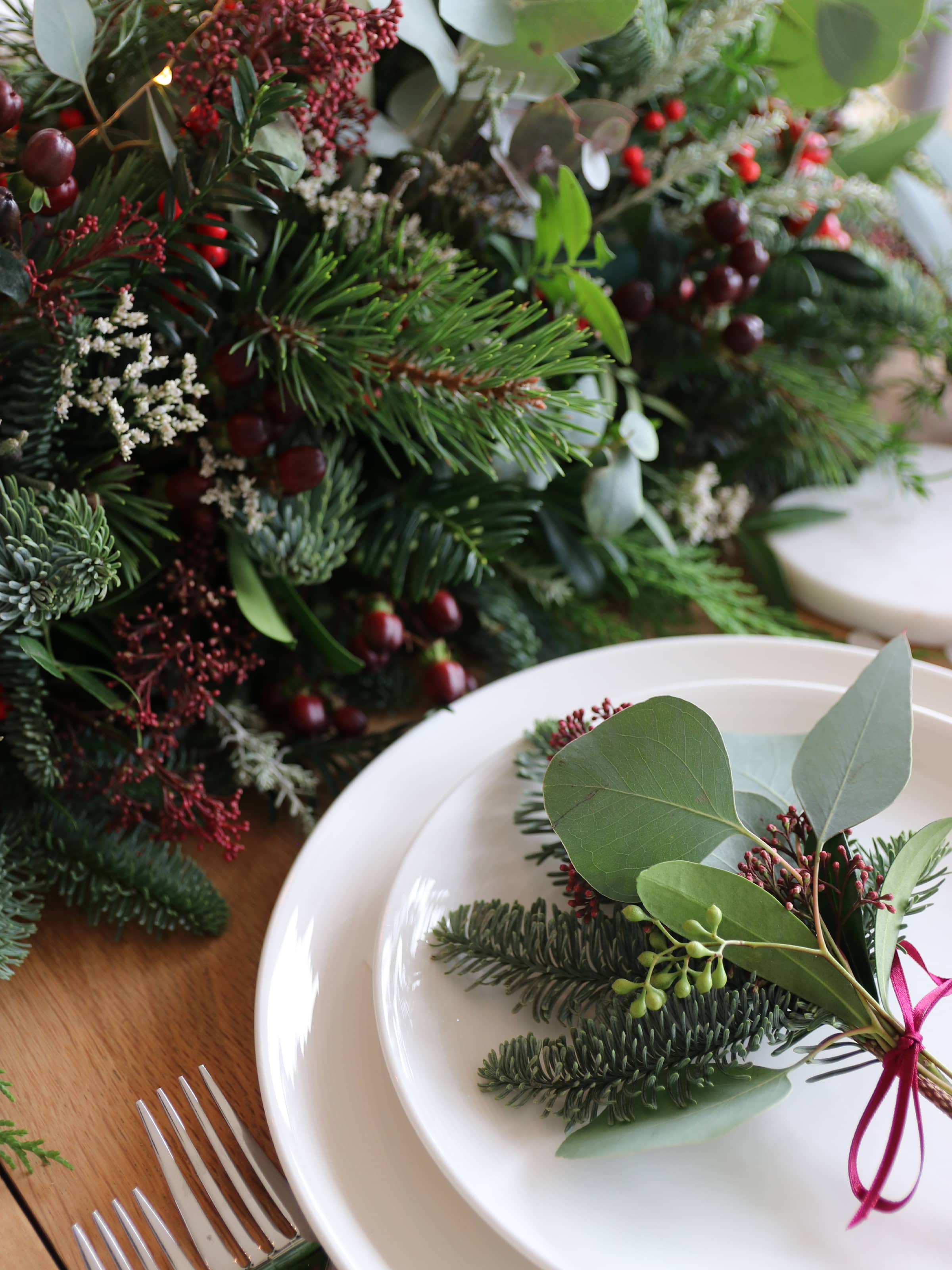 Christmas Table Runner Garland Arrangement