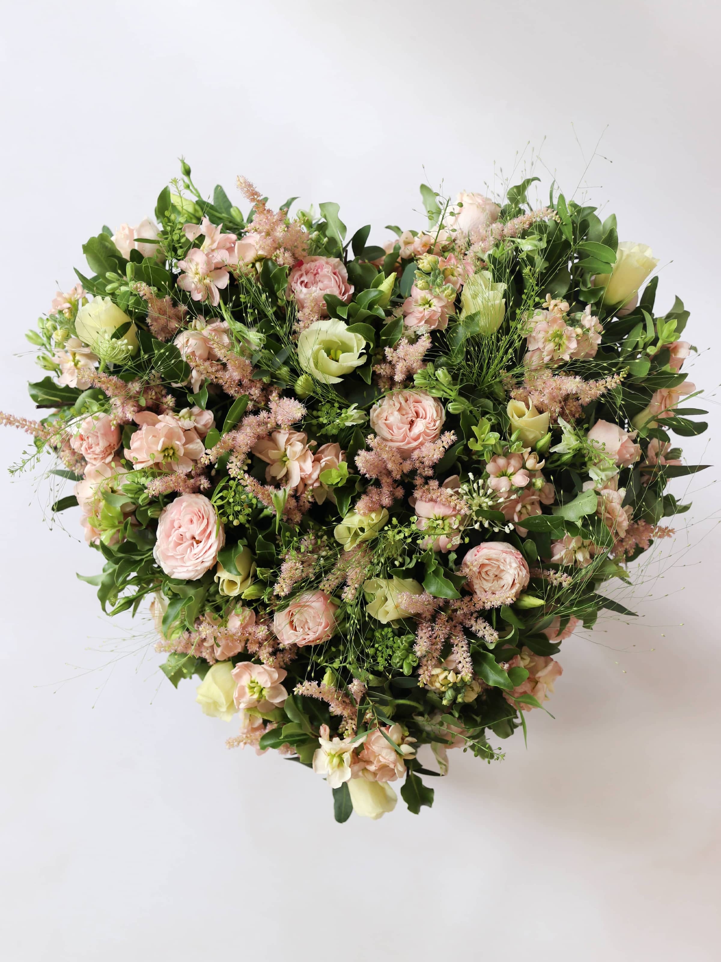 Pastel Funeral Heart Posy