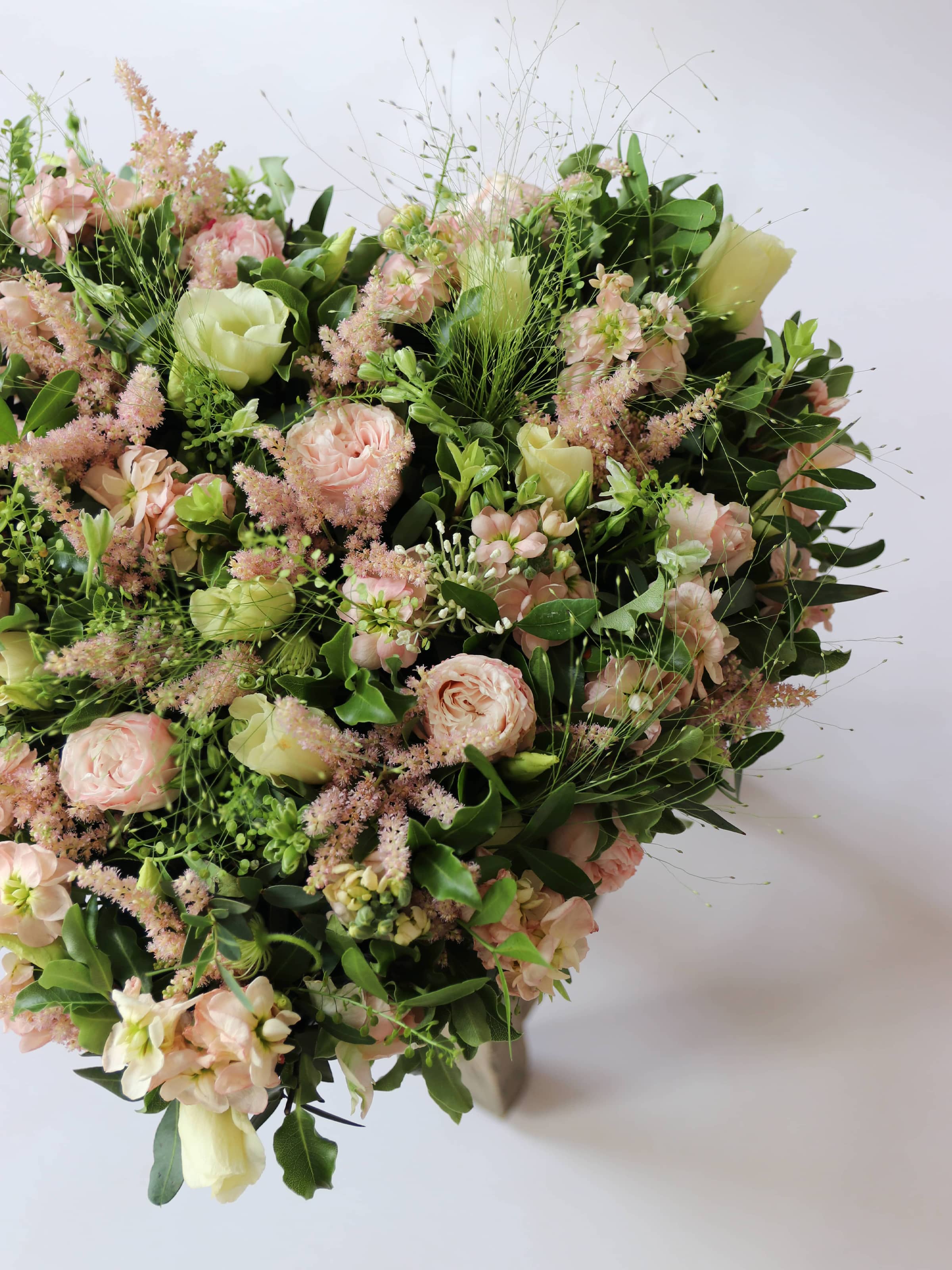Pastel Funeral Heart Posy