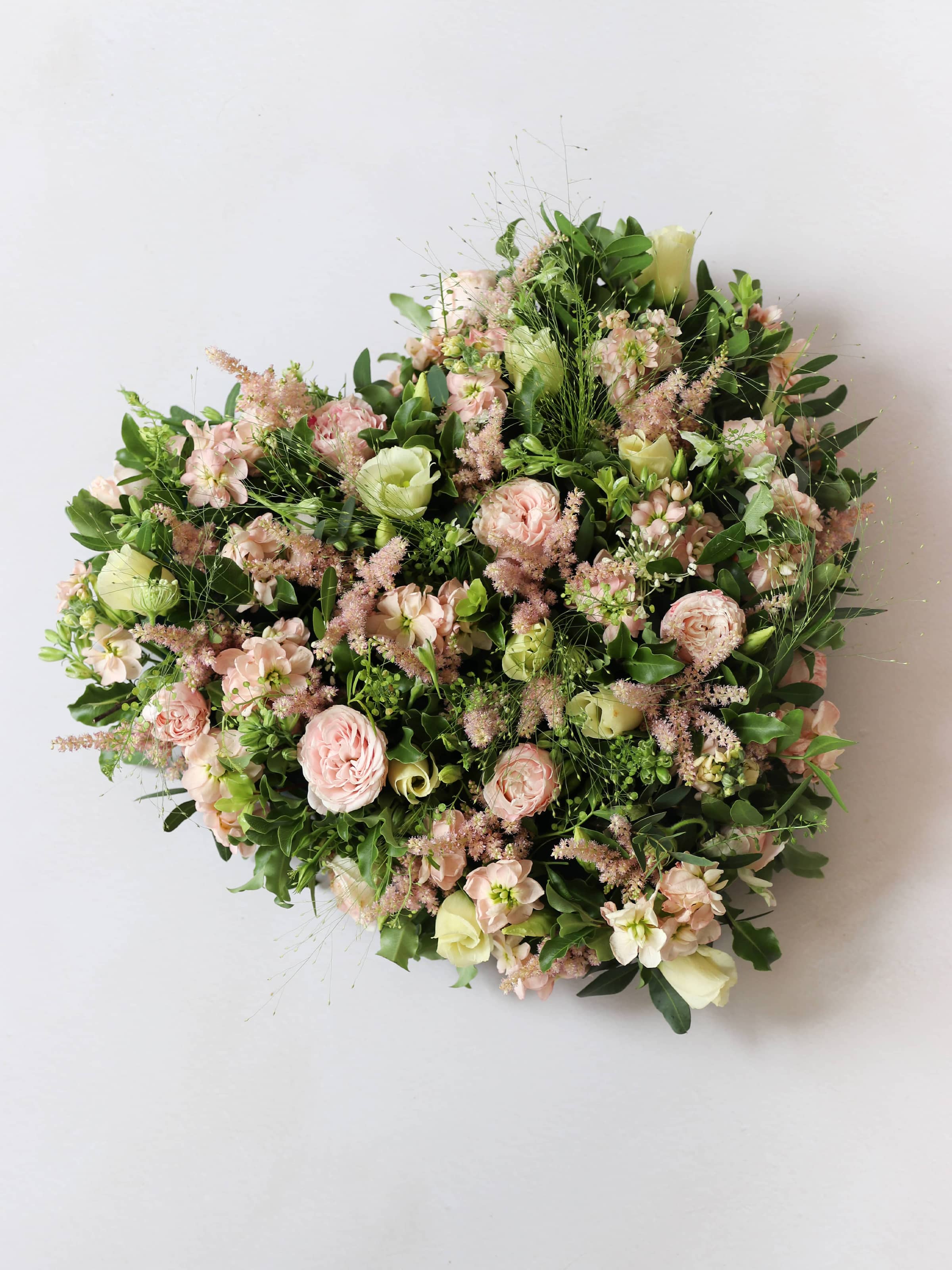 Pastel Funeral Heart Posy