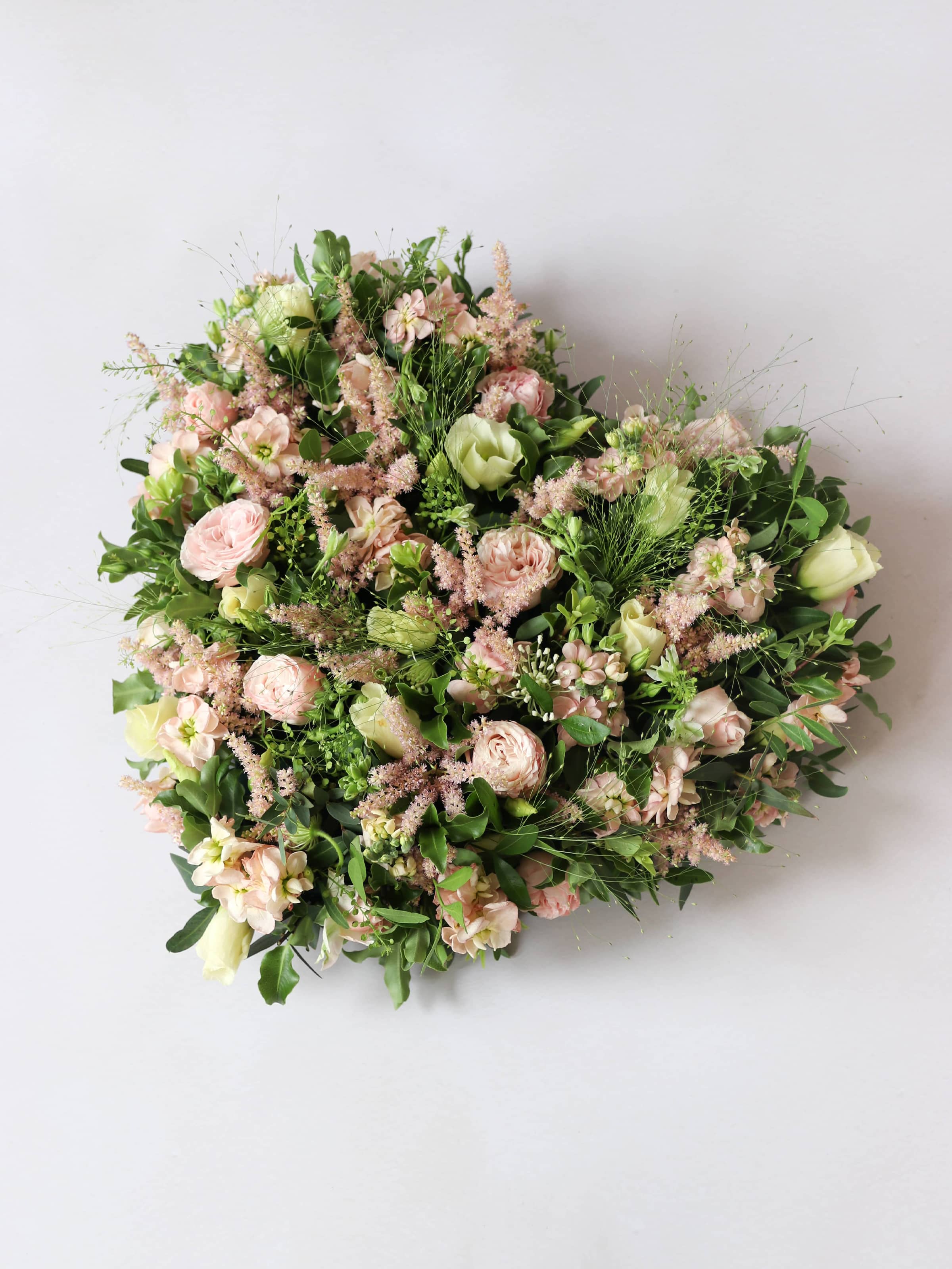 Pastel Funeral Heart Posy