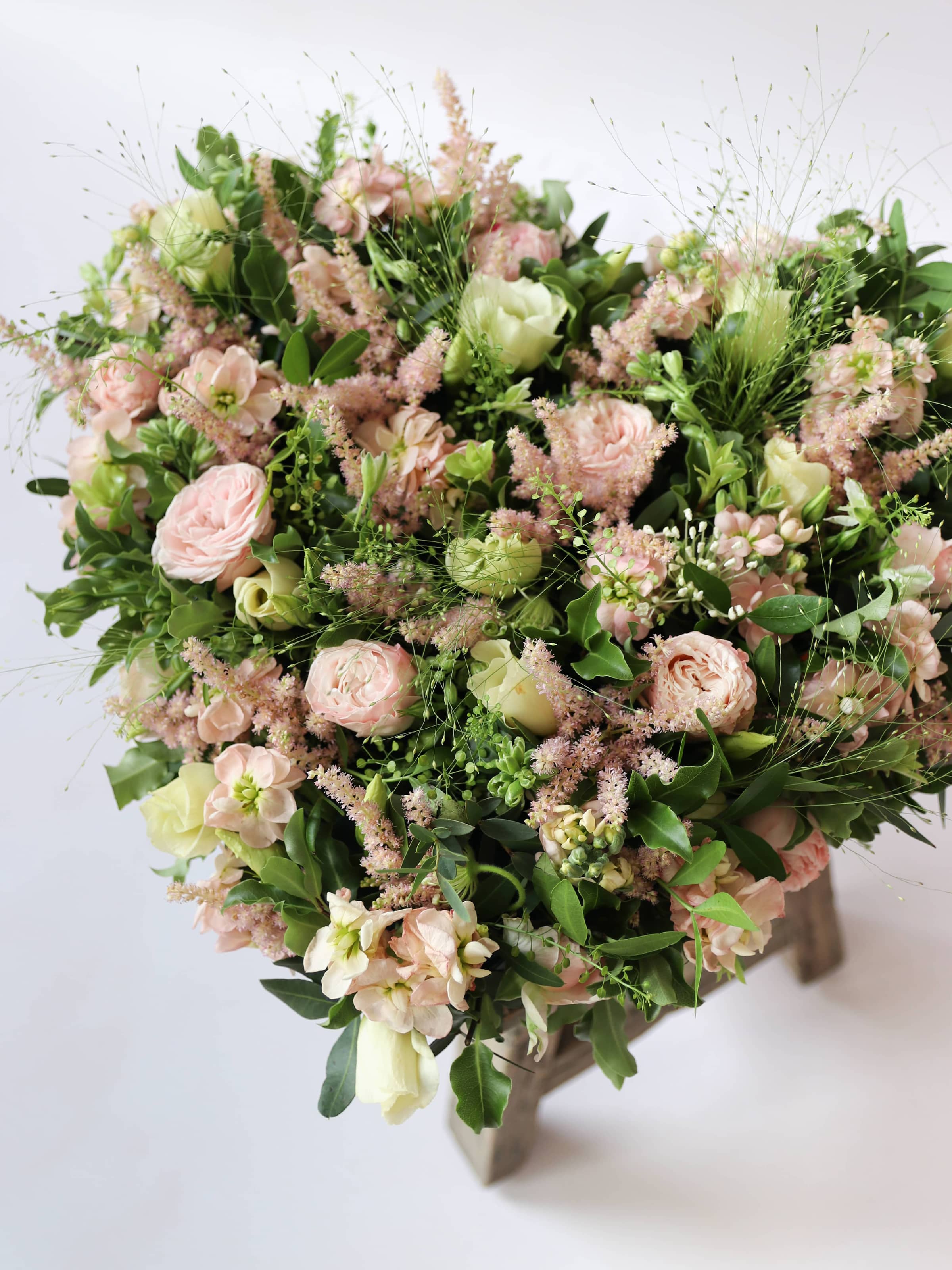 Pastel Funeral Heart Posy