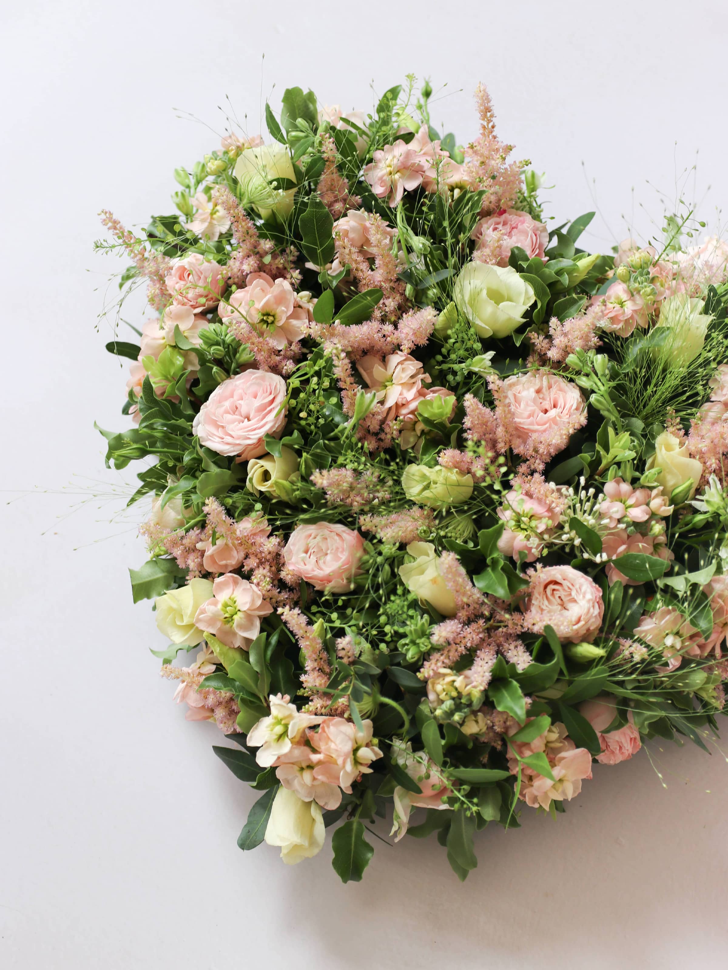 Pastel Funeral Heart Posy