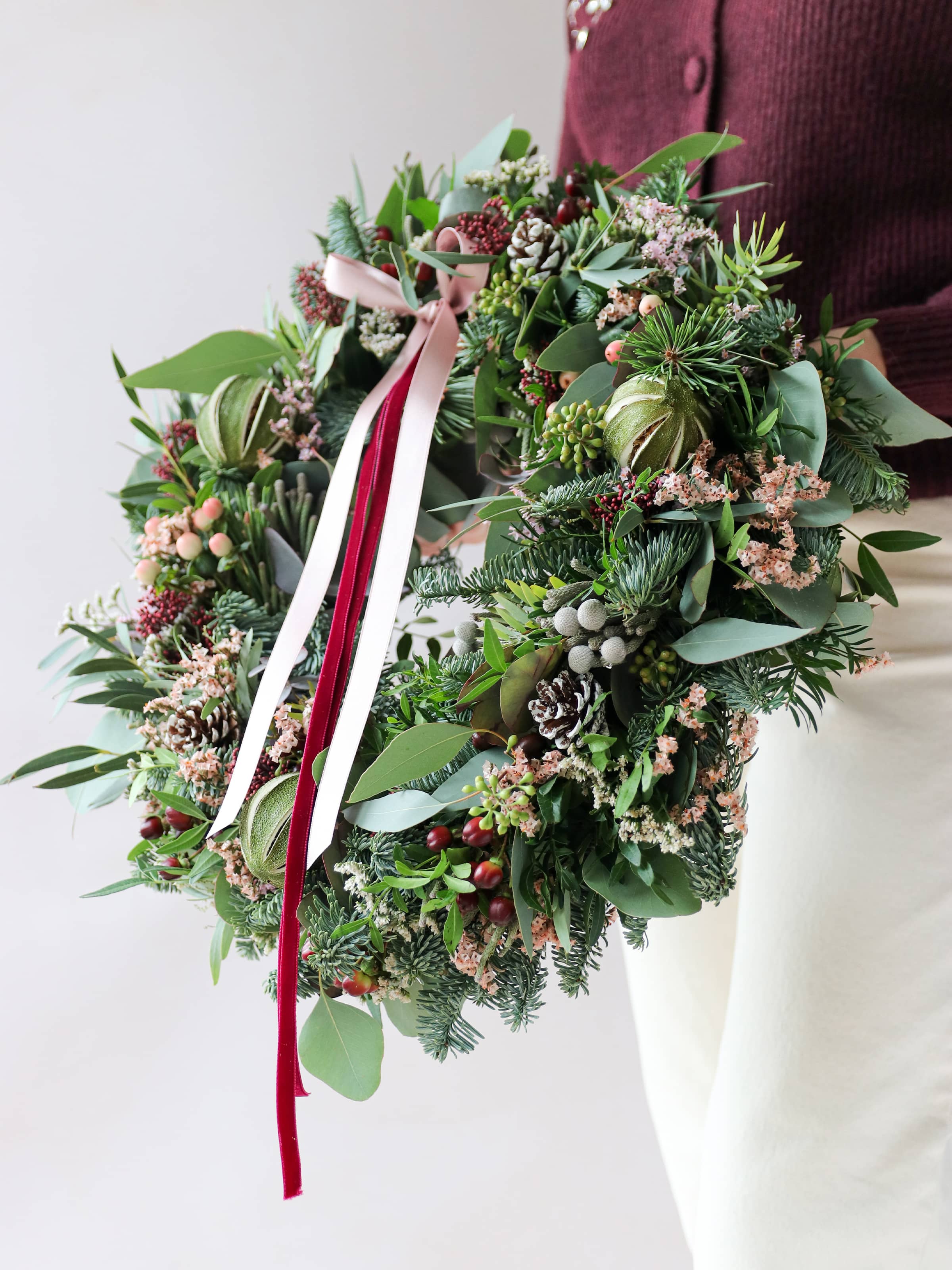 'Pretty in Pink' - Luxury Fresh Christmas Door Wreath