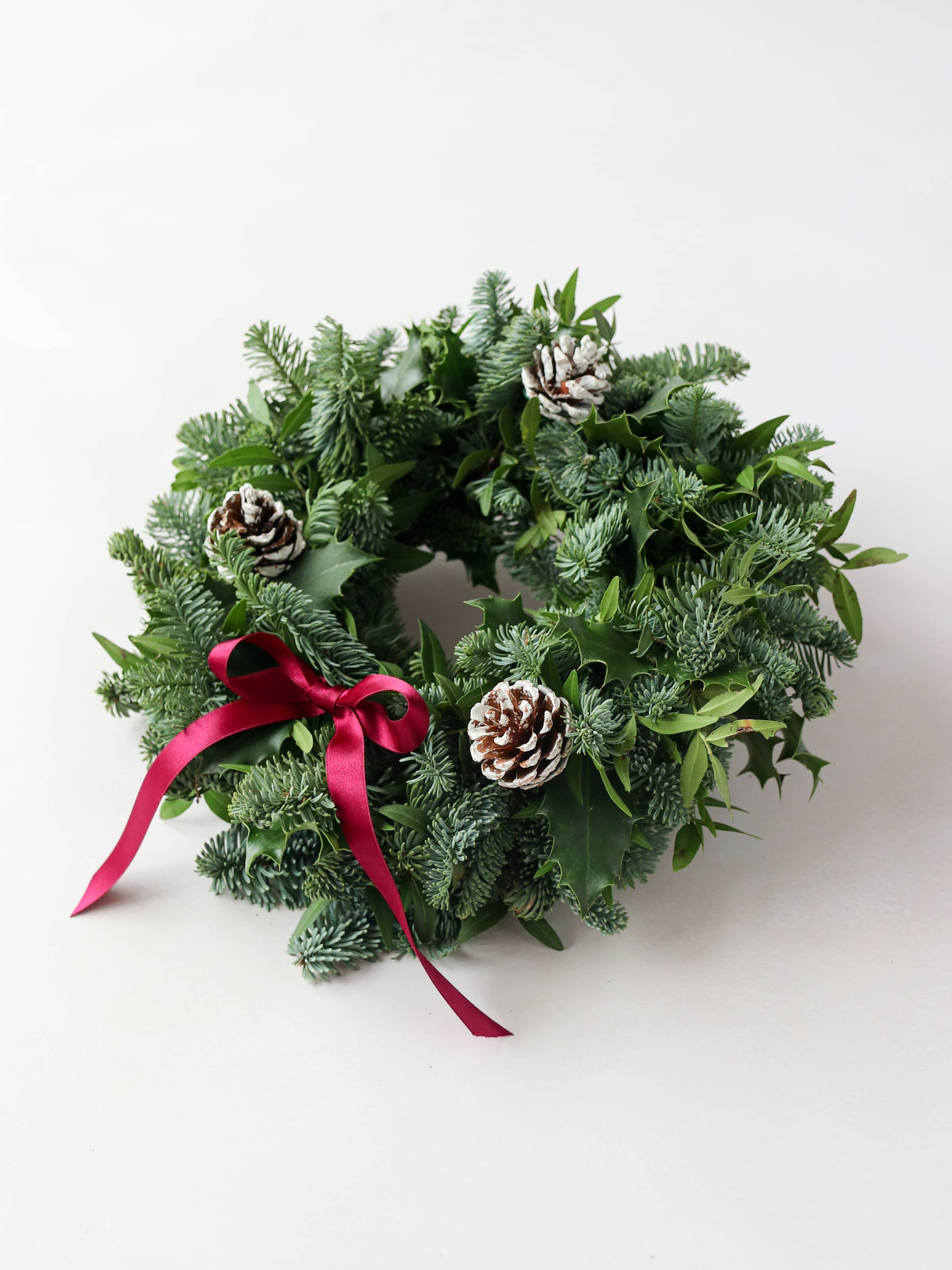 Christmas 8" Holly & Spruce Graveside Wreath