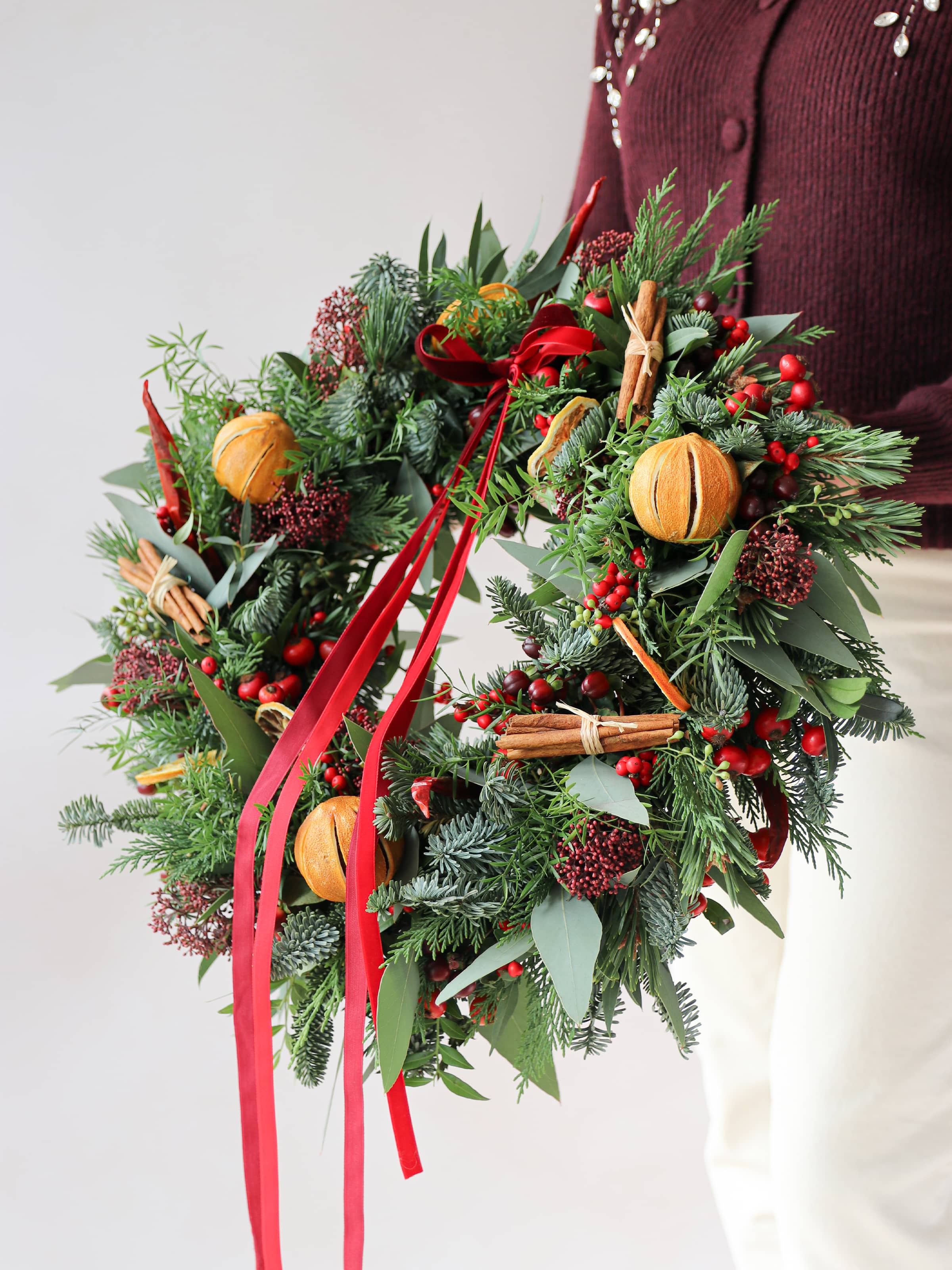 'Clementine Kisses' - Luxury Fresh Christmas Door Wreath