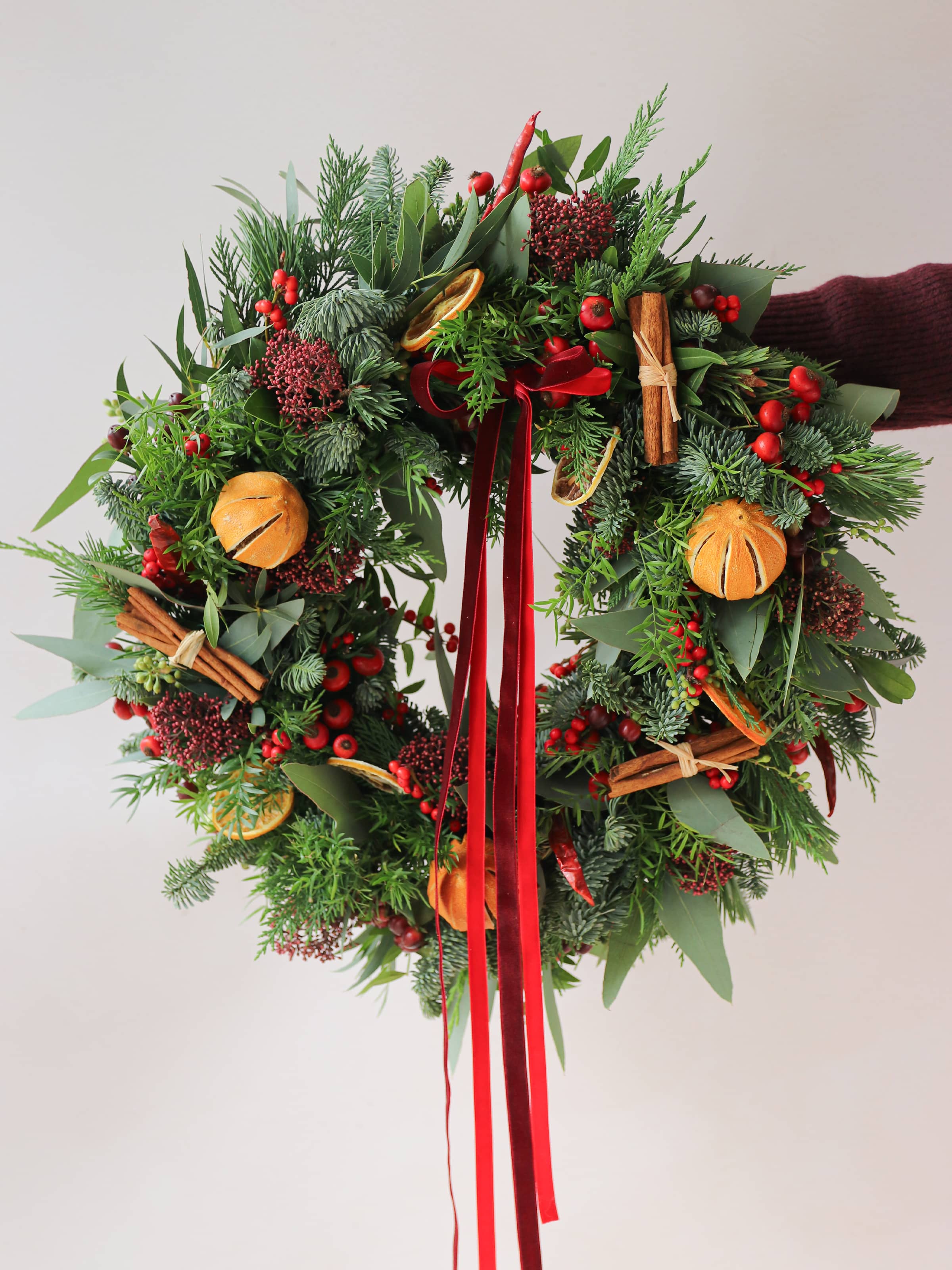 'Clementine Kisses' - Luxury Fresh Christmas Door Wreath