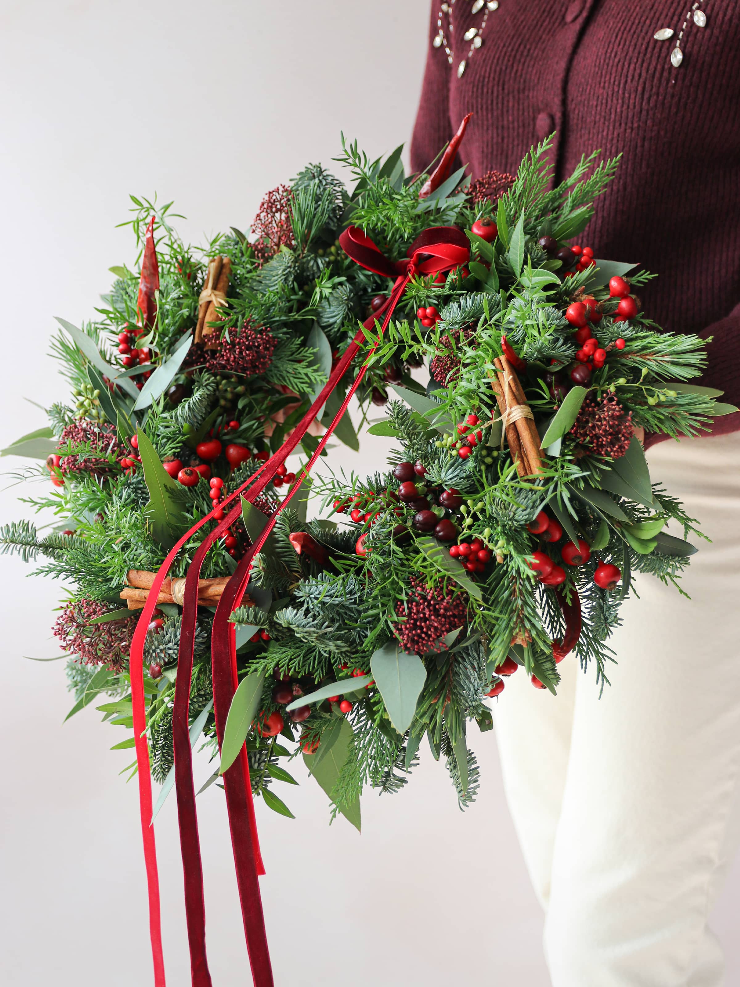 The 'Merry Berry' - Luxury Fresh Christmas Door Wreath