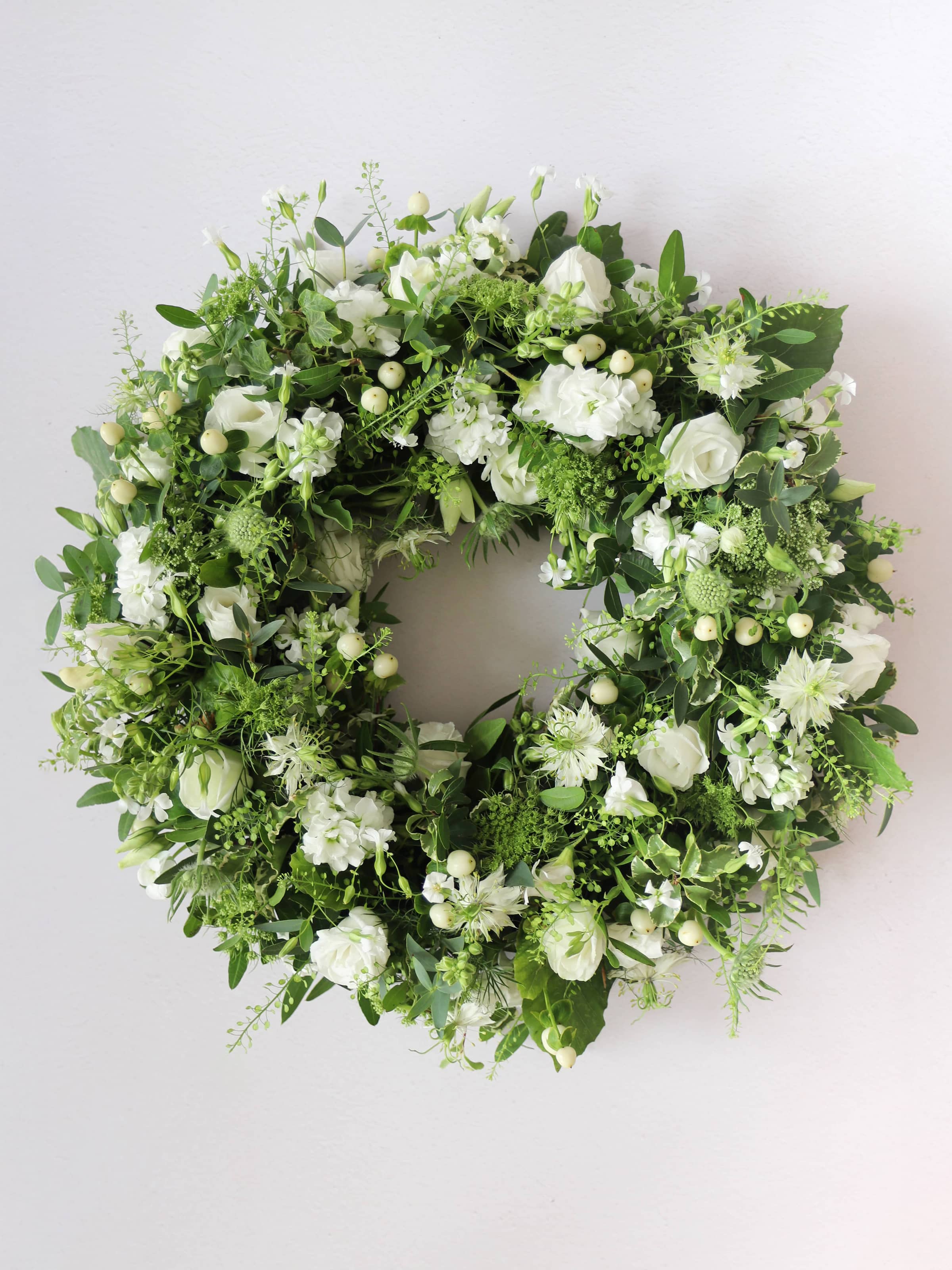 White & Green Loose Funeral Wreath