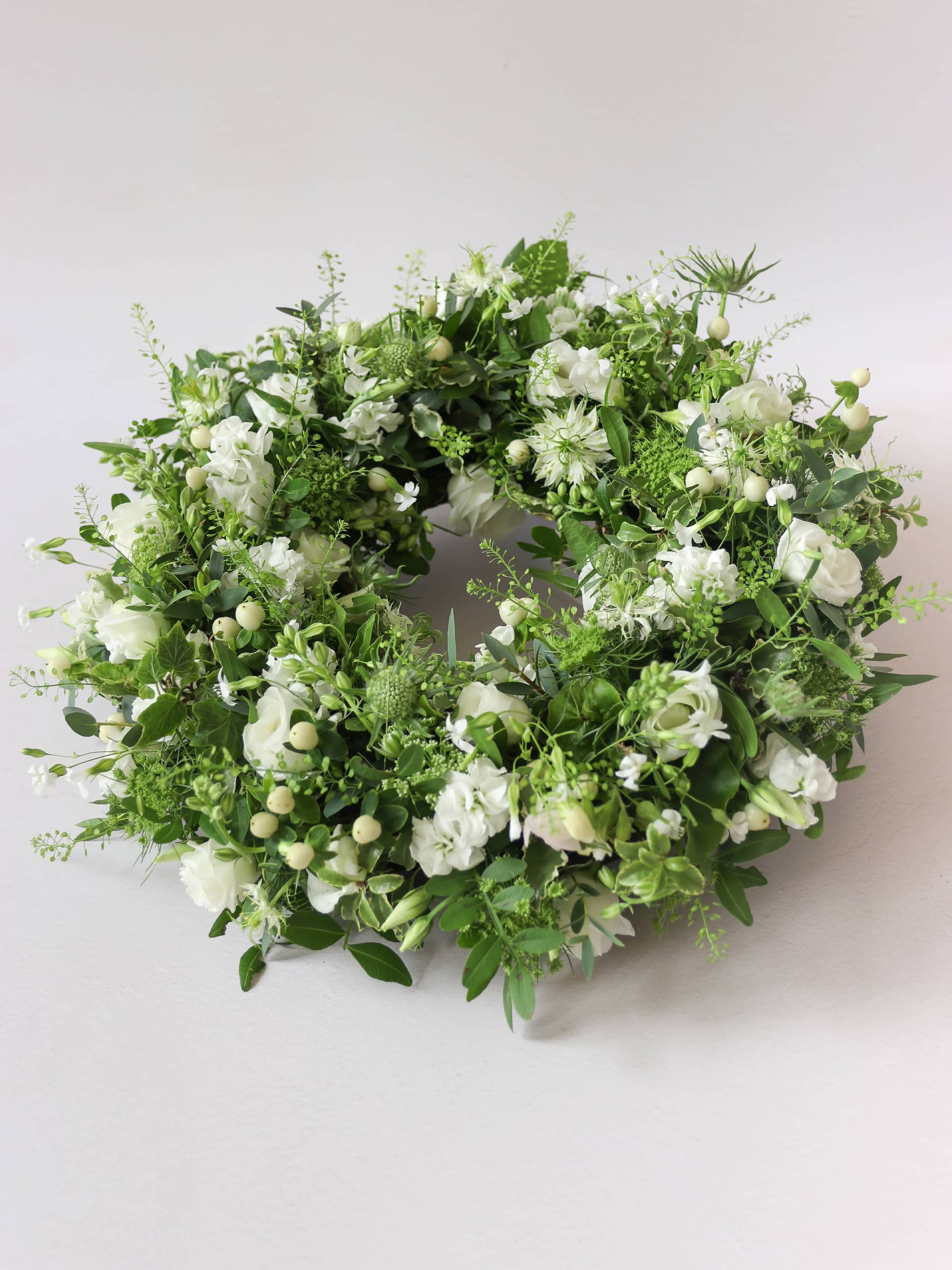 White & Green Loose Funeral Wreath