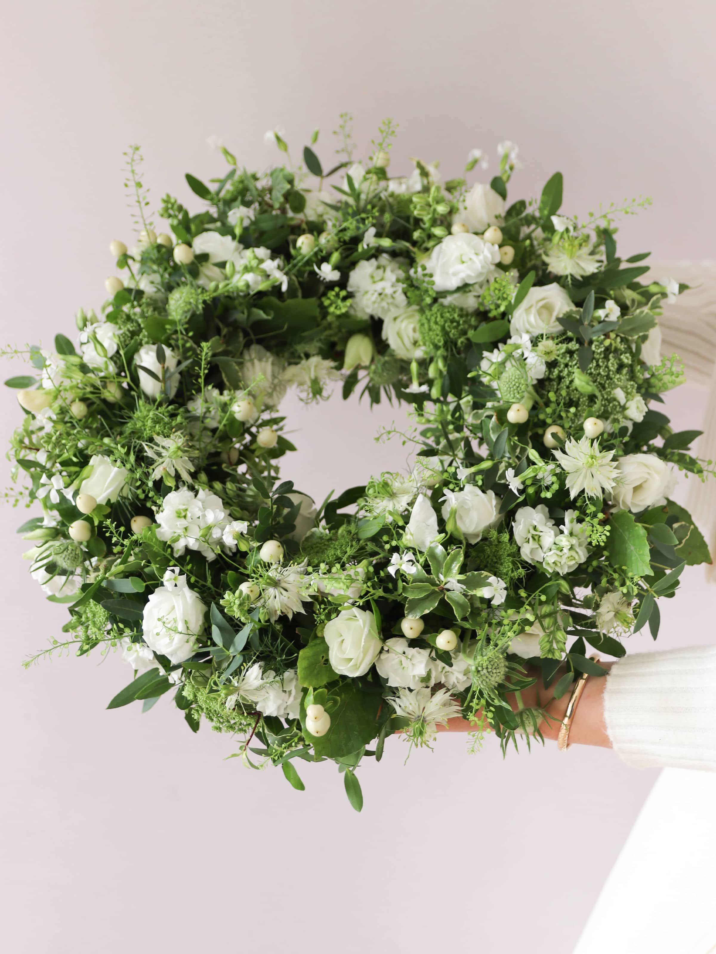 White & Green Loose Funeral Wreath