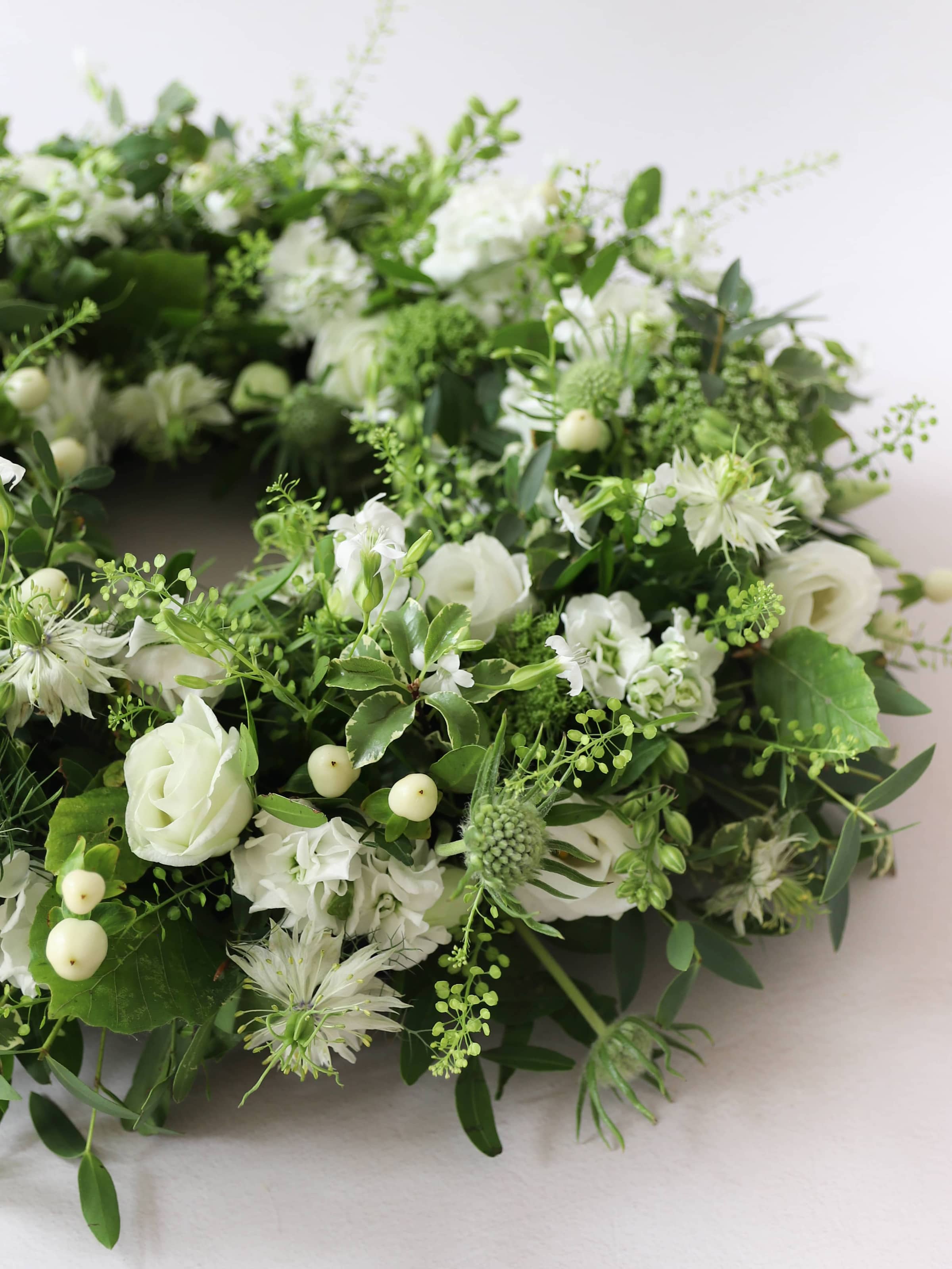 White & Green Loose Funeral Wreath
