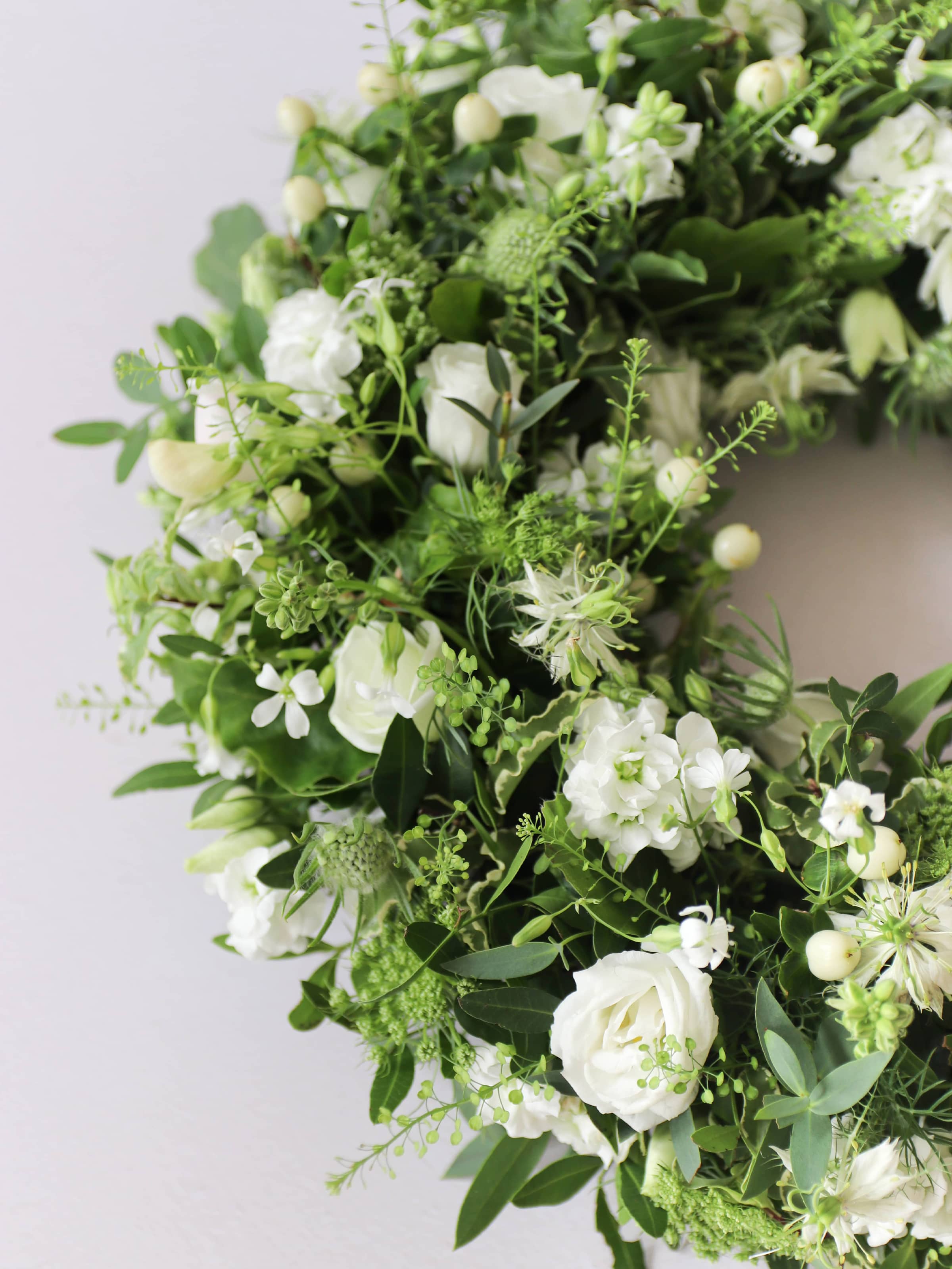 White & Green Loose Funeral Wreath