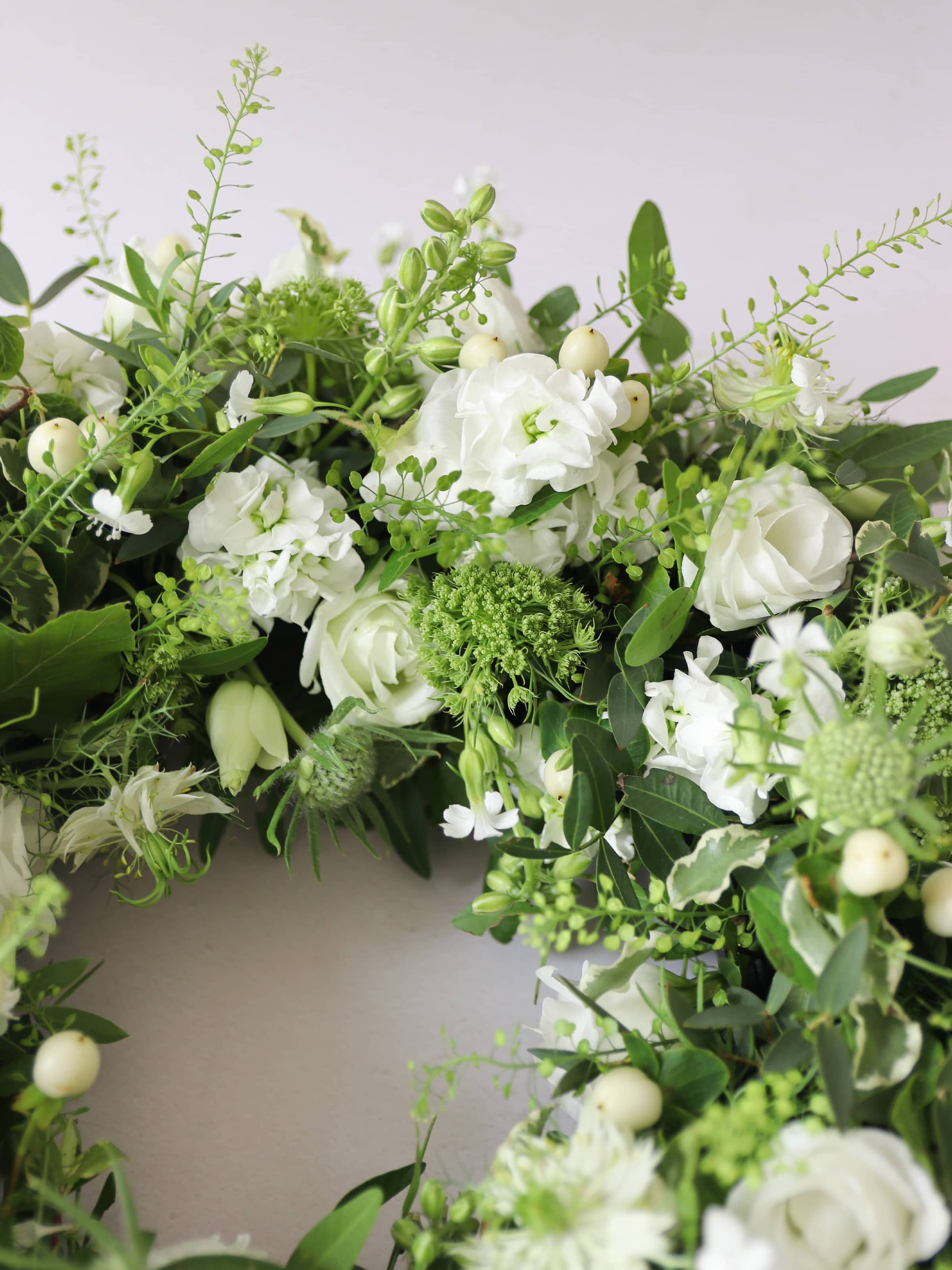 White & Green Loose Funeral Wreath