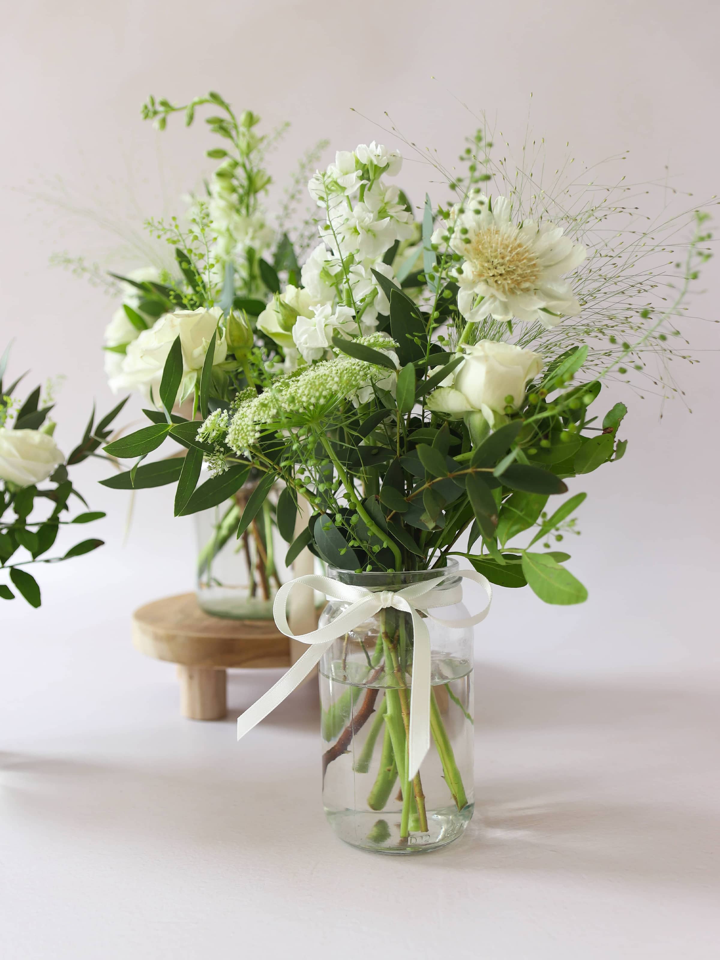 White & Green Jam Jar Trio