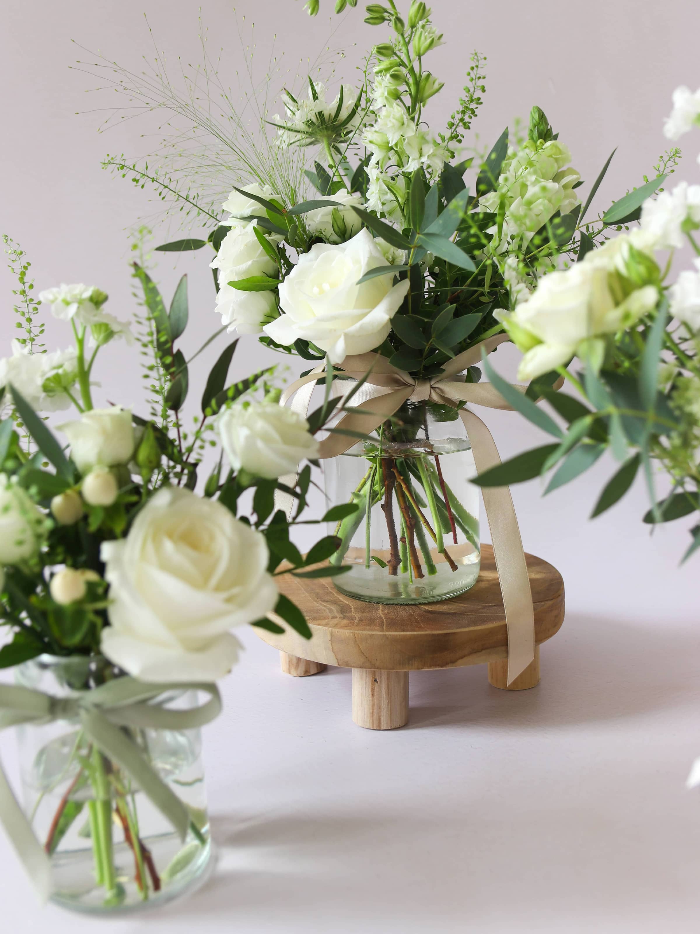White & Green Jam Jar Trio
