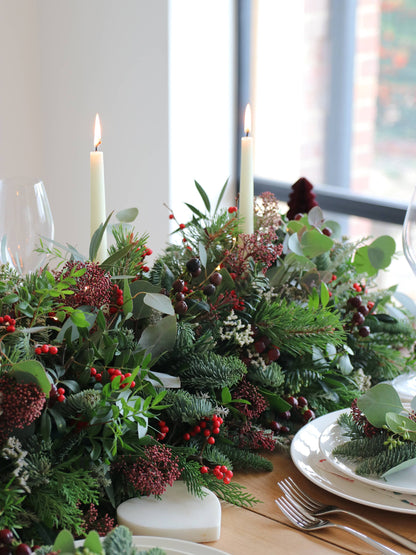 Christmas Table Runner Garland Arrangement