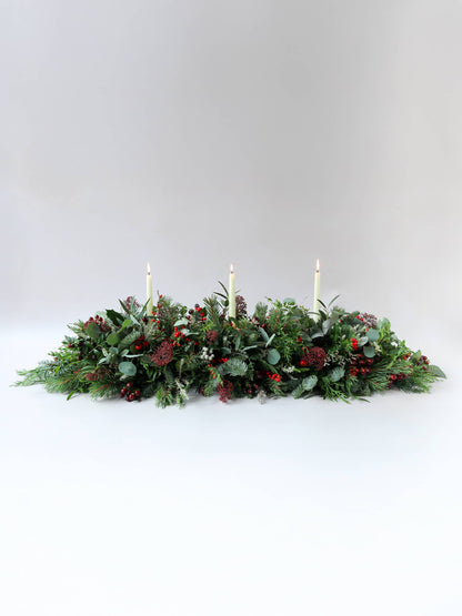 Christmas Table Runner Garland Arrangement