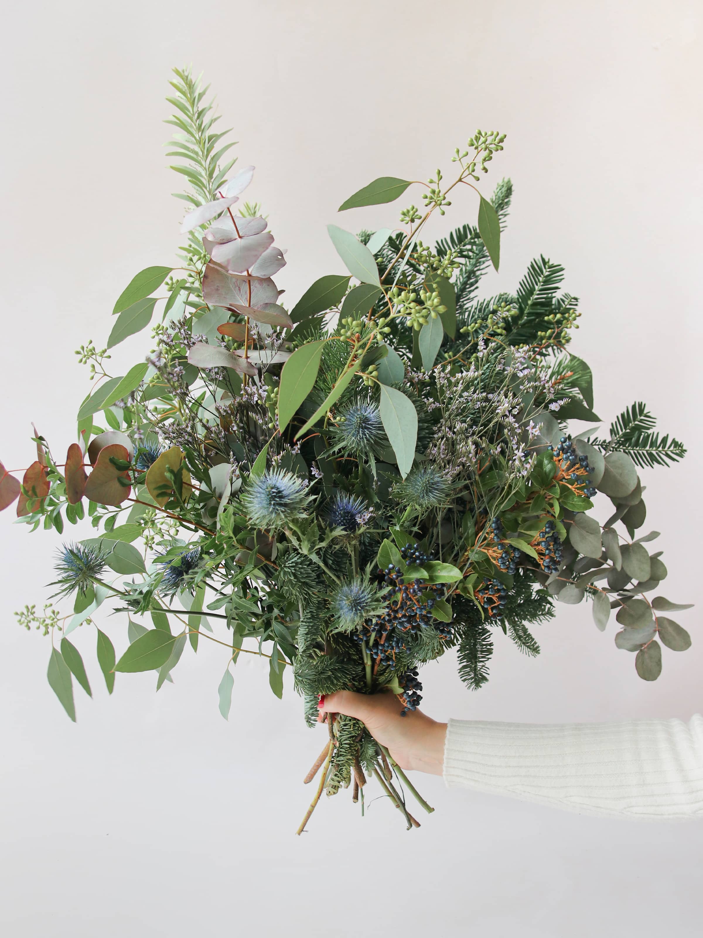 Blue Christmas Wreath Foliage Mix