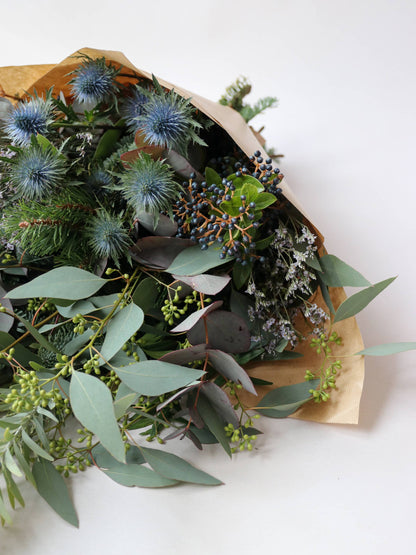 Blue Christmas Wreath Foliage Mix