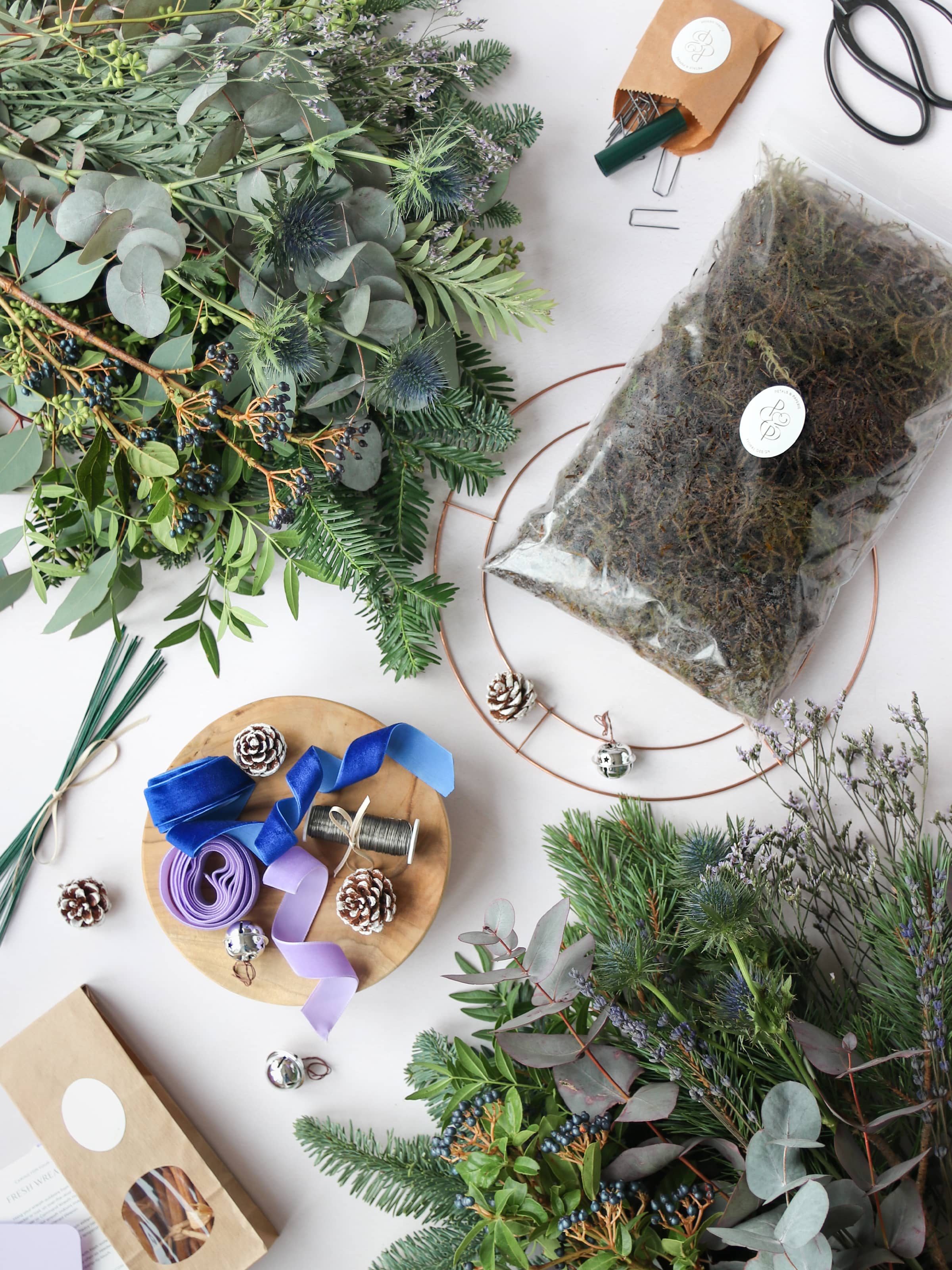 DIY 12" Christmas Wreath Making Kit -  'Blue Christmas'