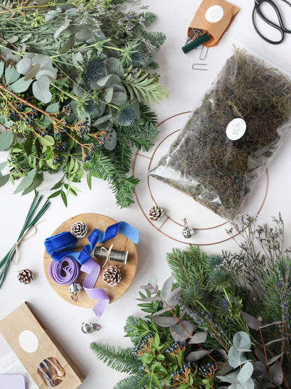 DIY 12" Christmas Wreath Making Kit -  'Blue Christmas'