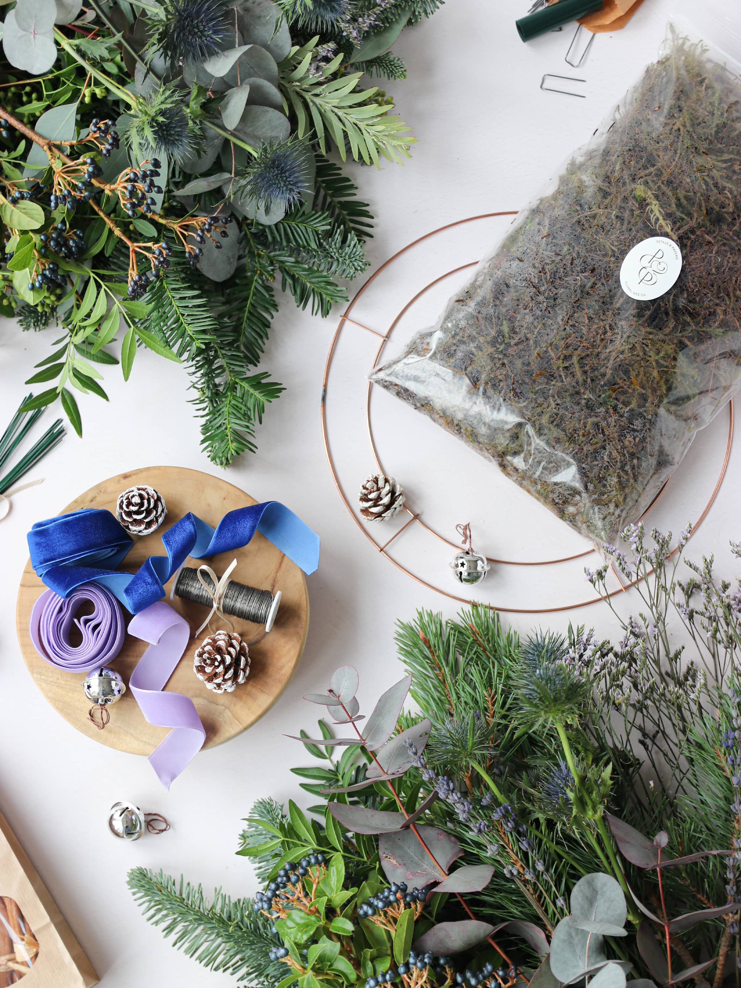 DIY 12" Christmas Wreath Making Kit -  'Blue Christmas'