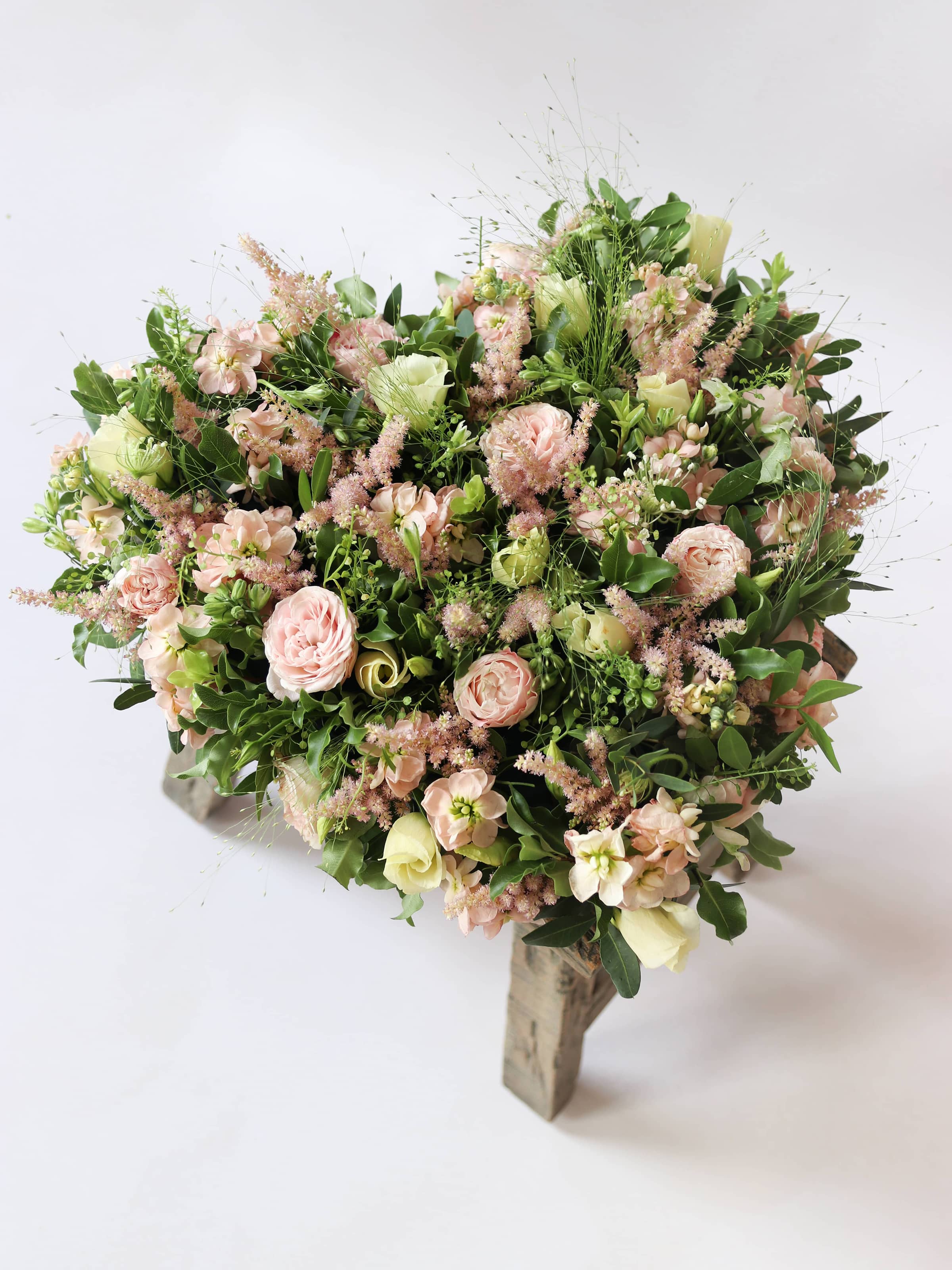 Pastel Funeral Heart Posy