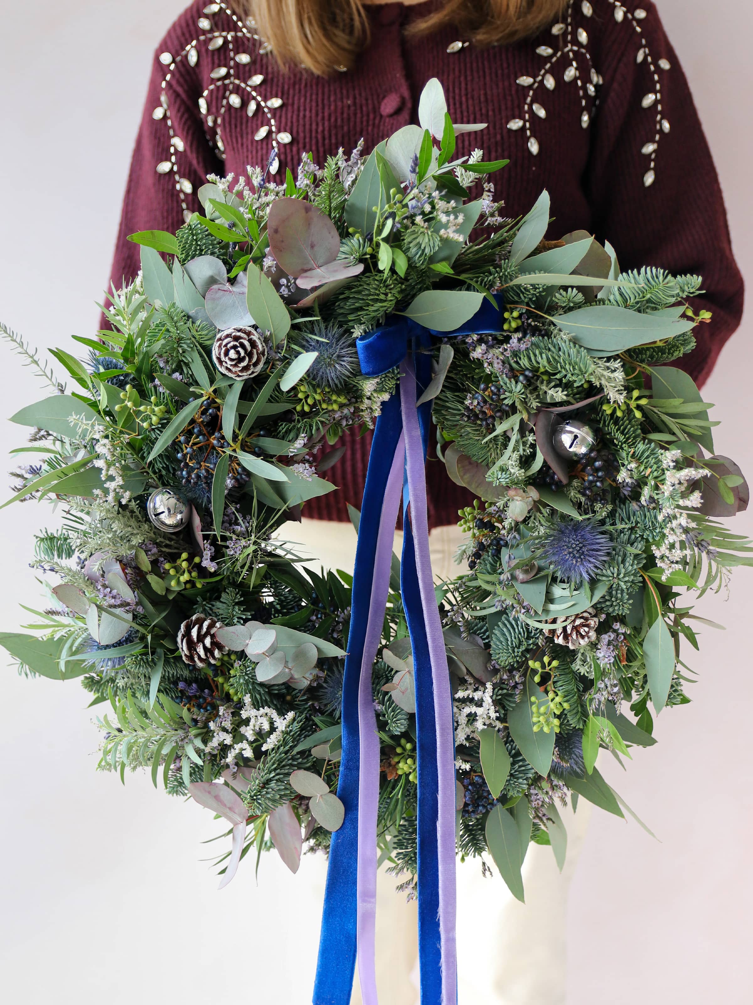 The 'Blue Christmas' - Luxury Fresh Christmas Door Wreath