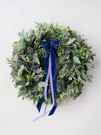 The 'Blue Christmas' - Luxury Fresh Christmas Door Wreath