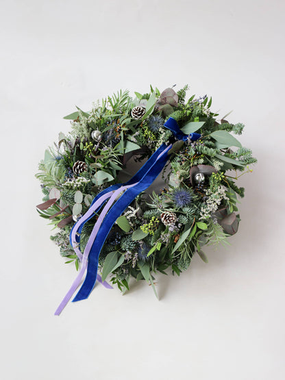 The 'Blue Christmas' - Luxury Fresh Christmas Door Wreath