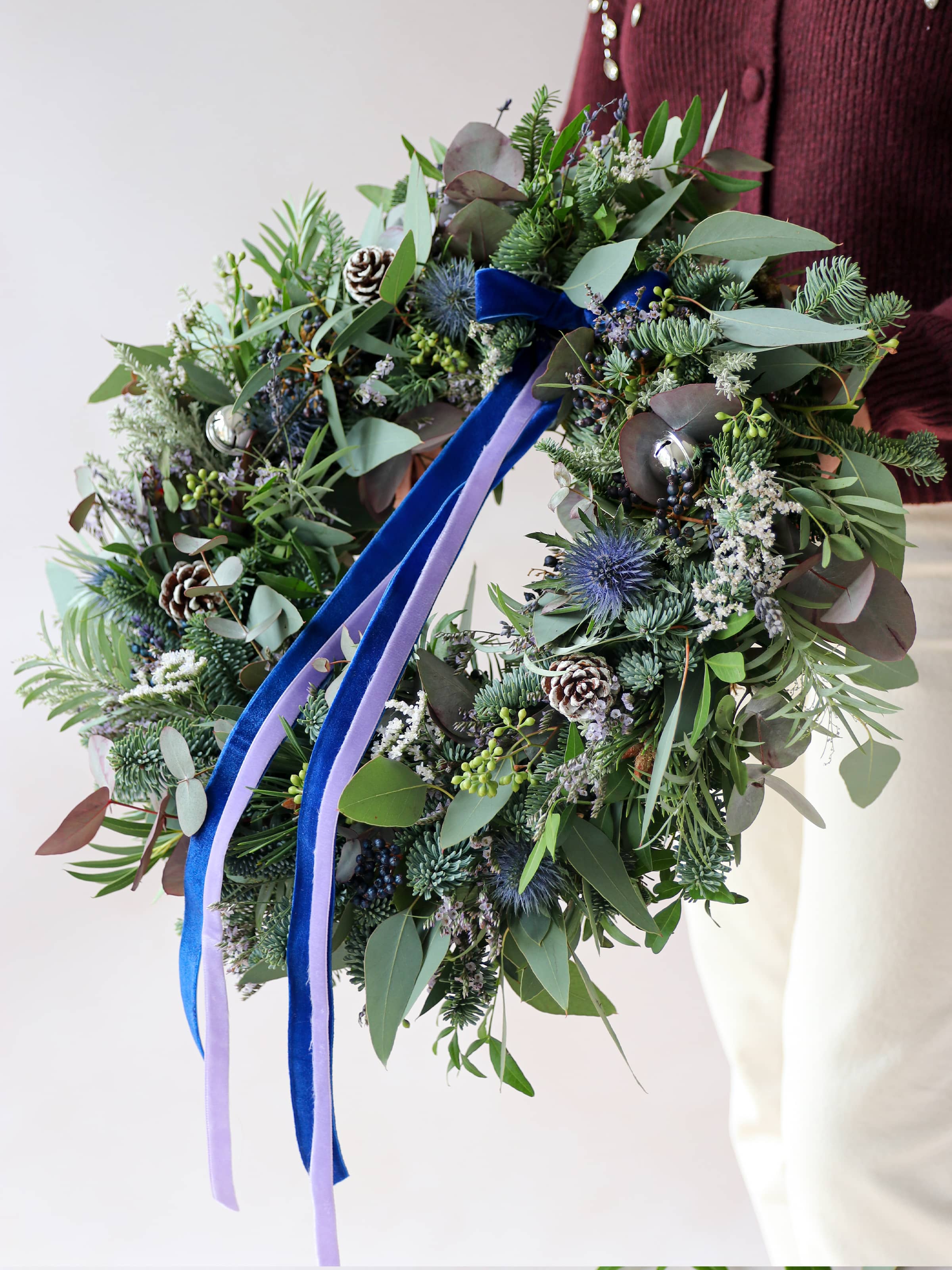 The 'Blue Christmas' - Luxury Fresh Christmas Door Wreath