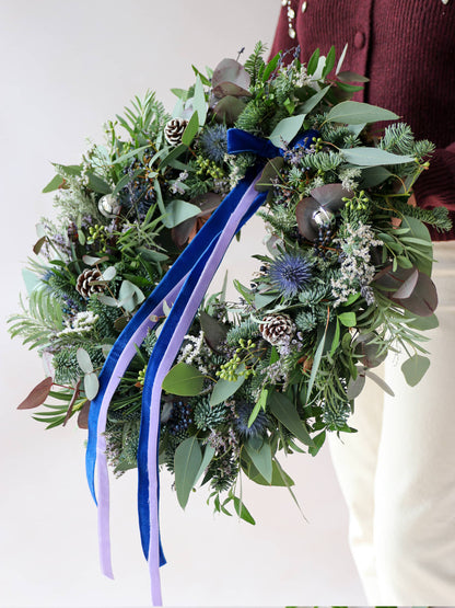 The 'Blue Christmas' - Luxury Fresh Christmas Door Wreath