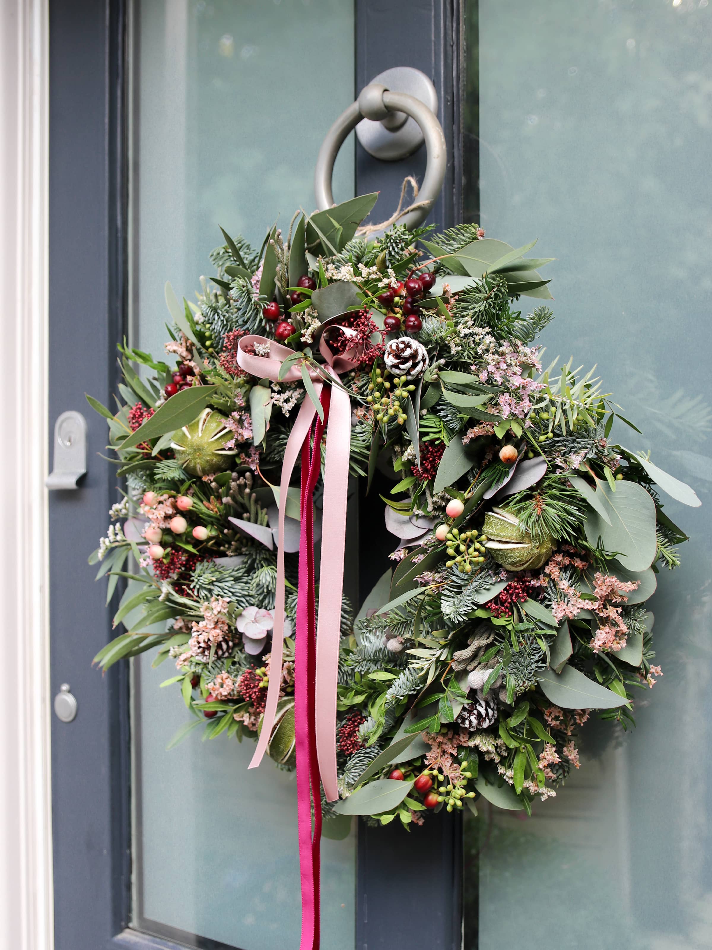 'Pretty in Pink' - Luxury Fresh Christmas Door Wreath