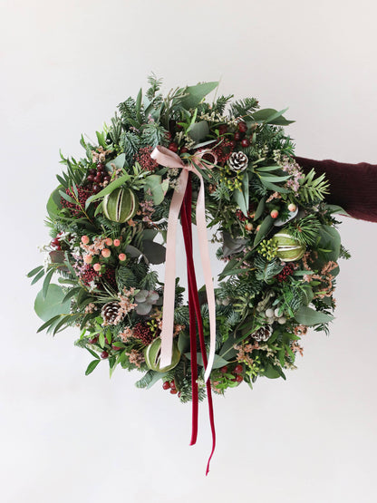 'Pretty in Pink' - Luxury Fresh Christmas Door Wreath