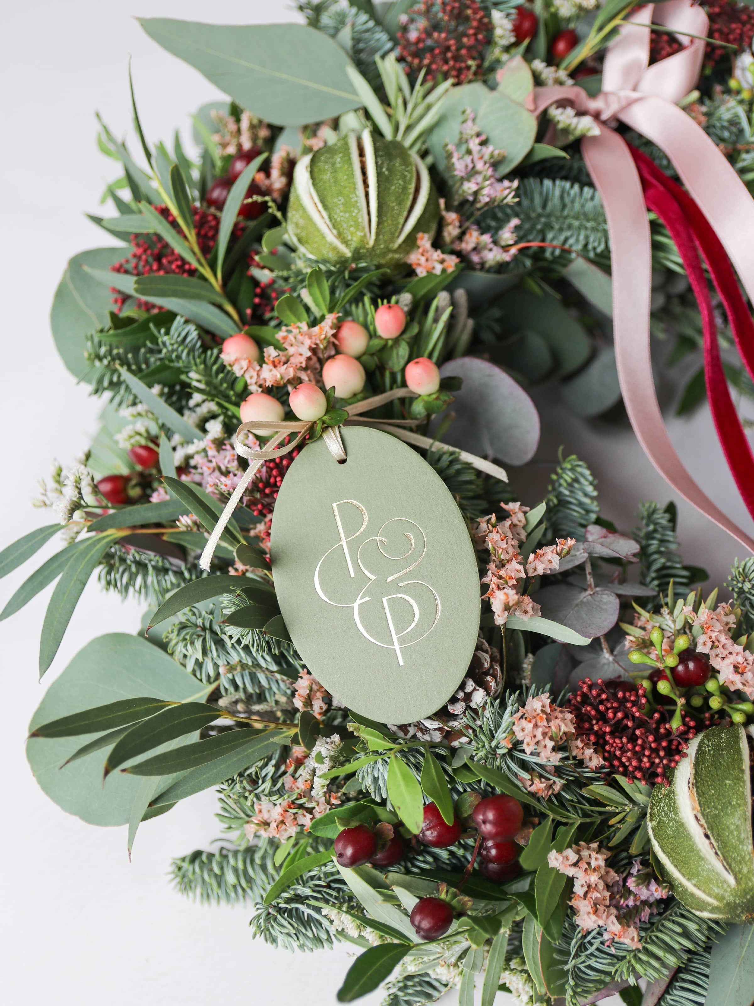 'Pretty in Pink' - Luxury Fresh Christmas Door Wreath