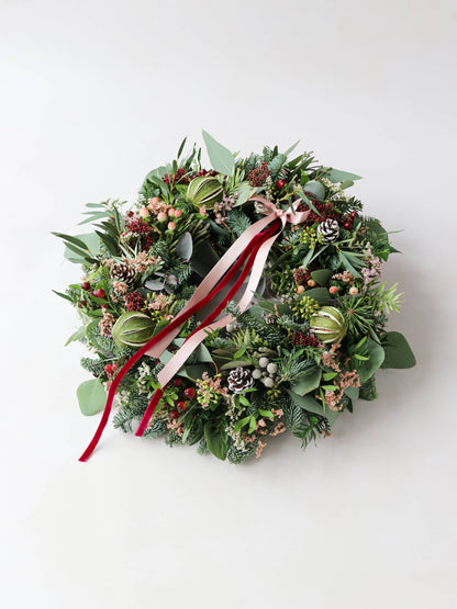 'Pretty in Pink' - Luxury Fresh Christmas Door Wreath