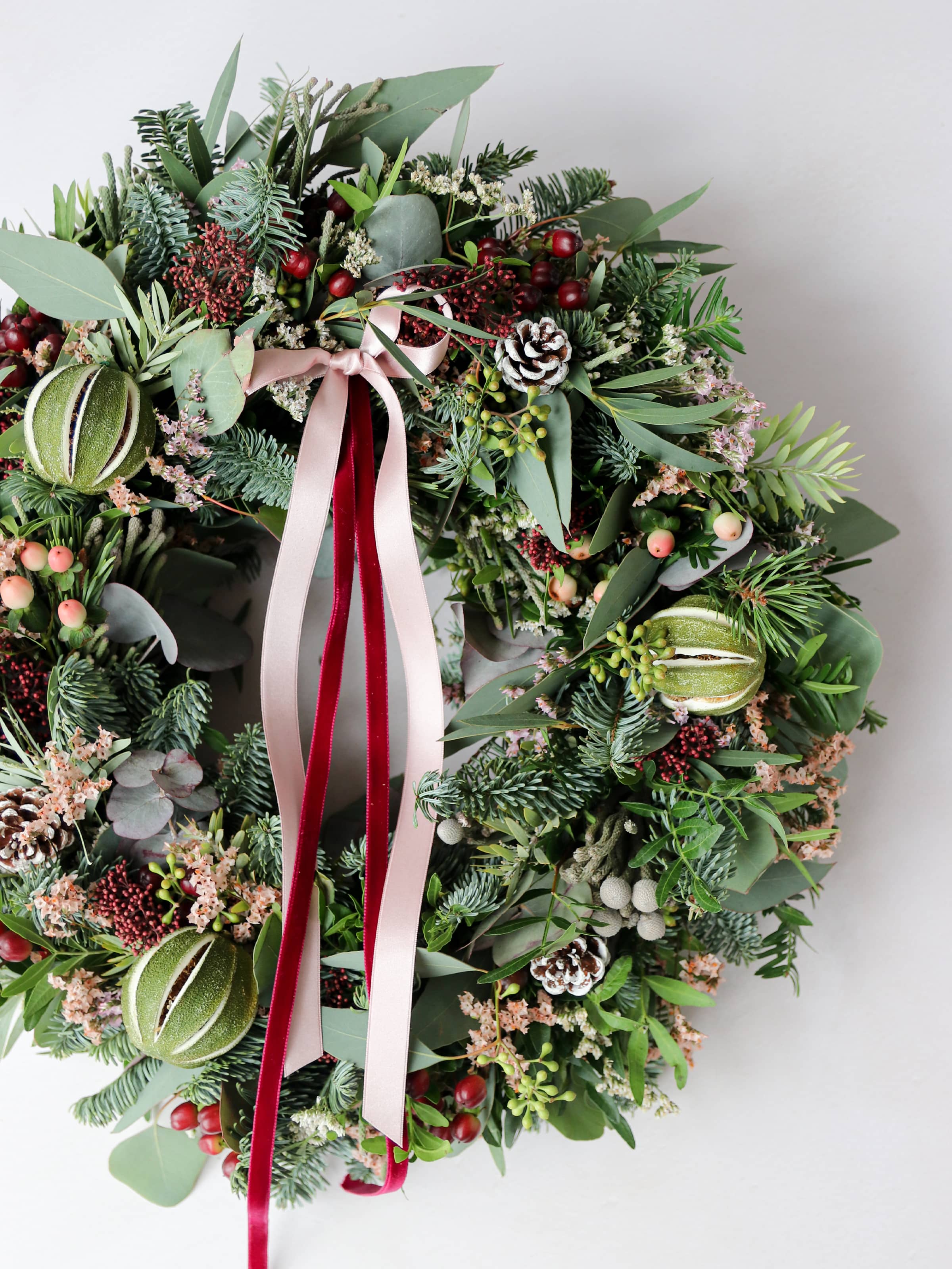 'Pretty in Pink' - Luxury Fresh Christmas Door Wreath