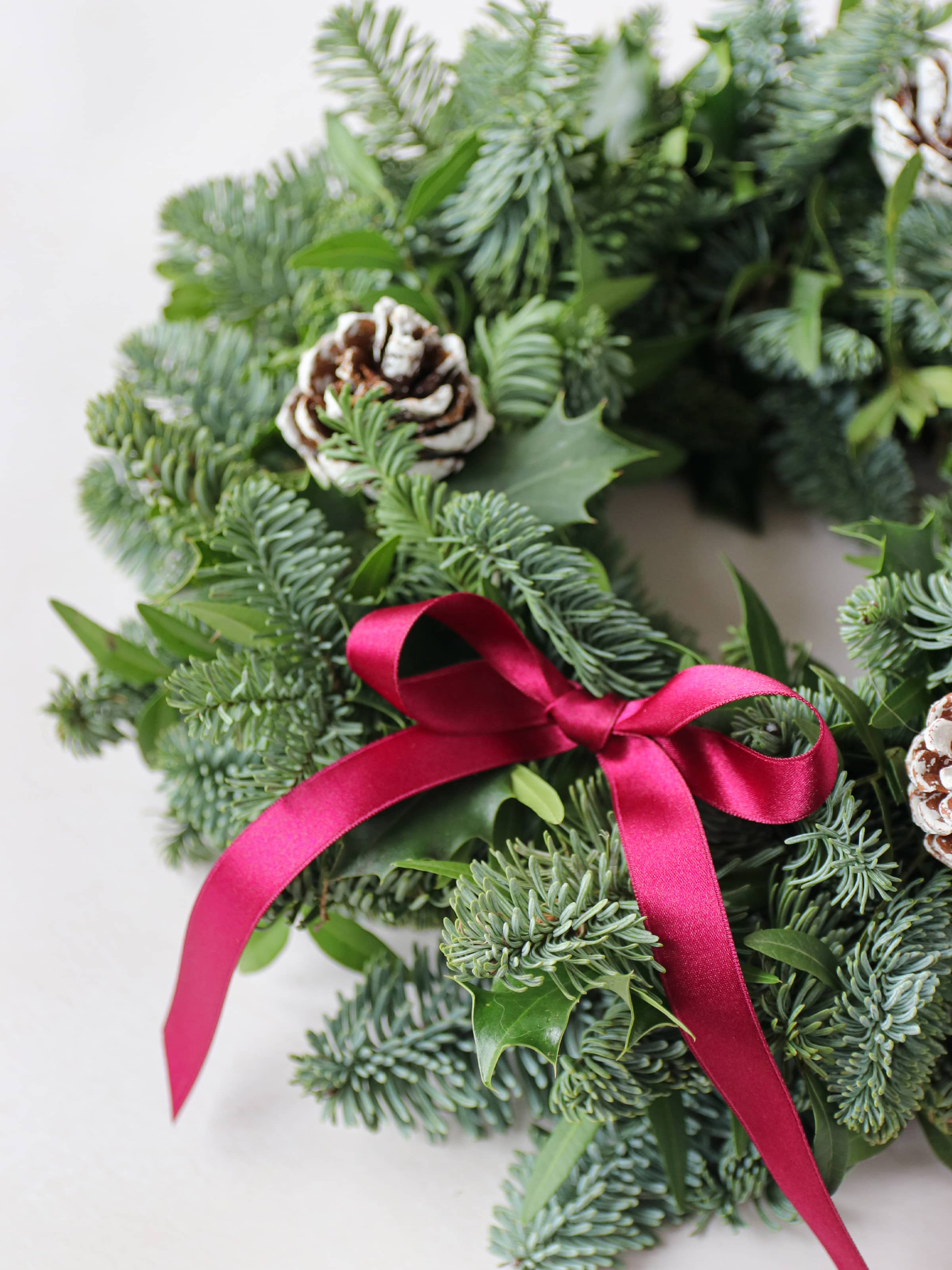 Christmas 8" Holly & Spruce Graveside Wreath