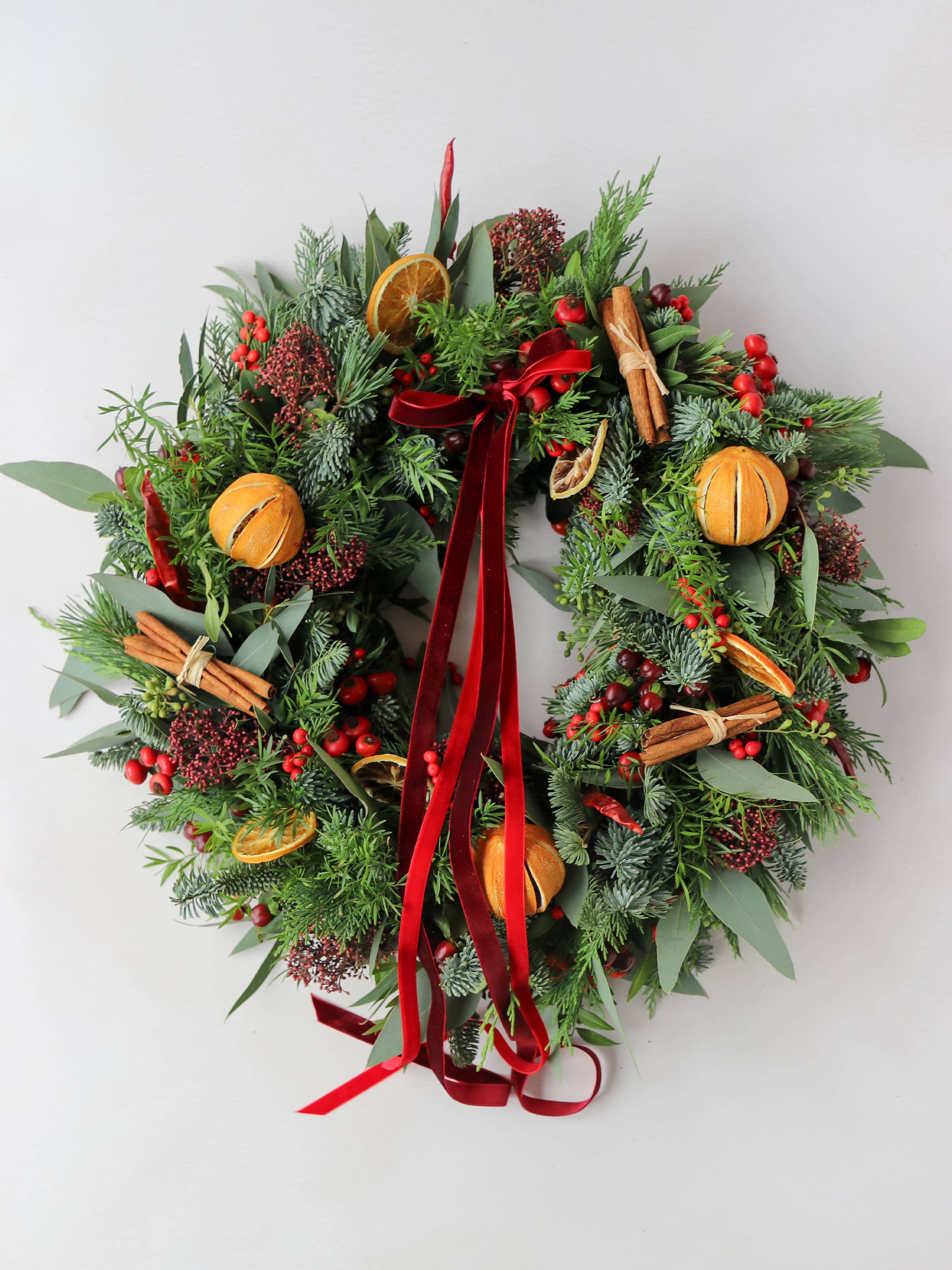 'Clementine Kisses' - Luxury Fresh Christmas Door Wreath