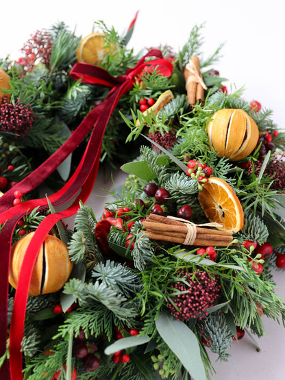 'Clementine Kisses' - Luxury Fresh Christmas Door Wreath