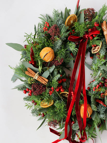 'Clementine Kisses' - Luxury Fresh Christmas Door Wreath