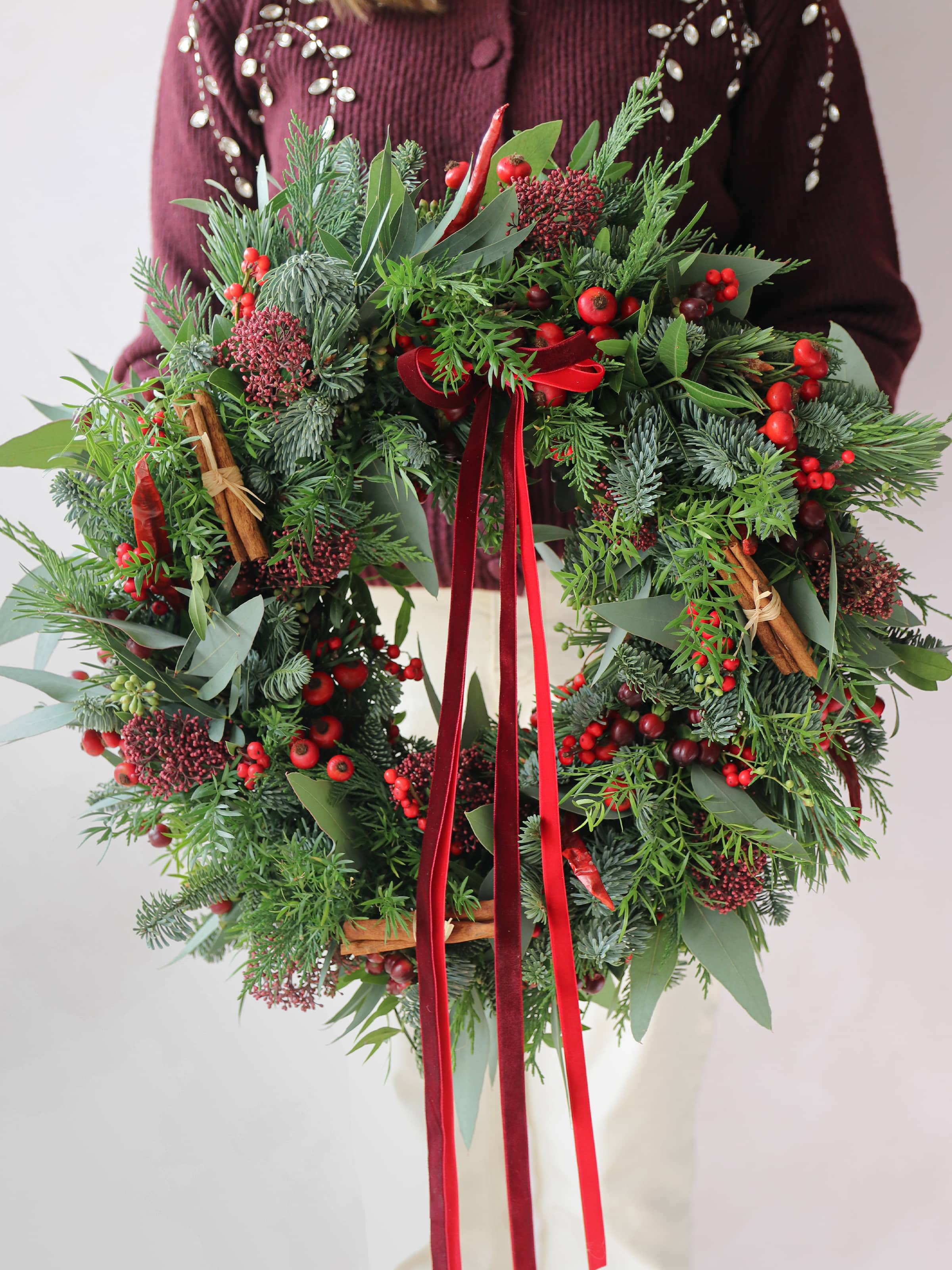 The 'Merry Berry' - Luxury Fresh Christmas Door Wreath