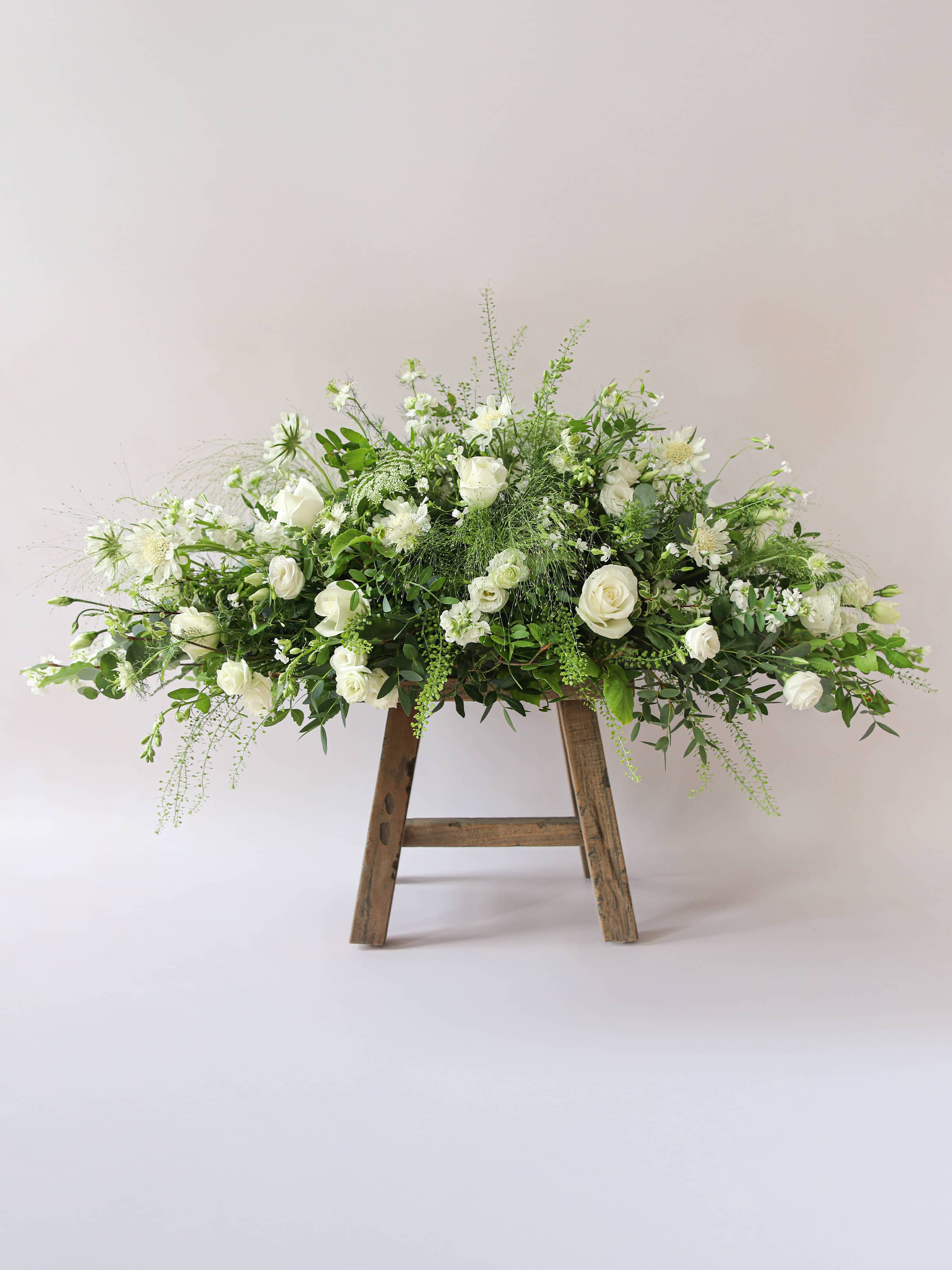 White & Green Double Ended Coffin Spray