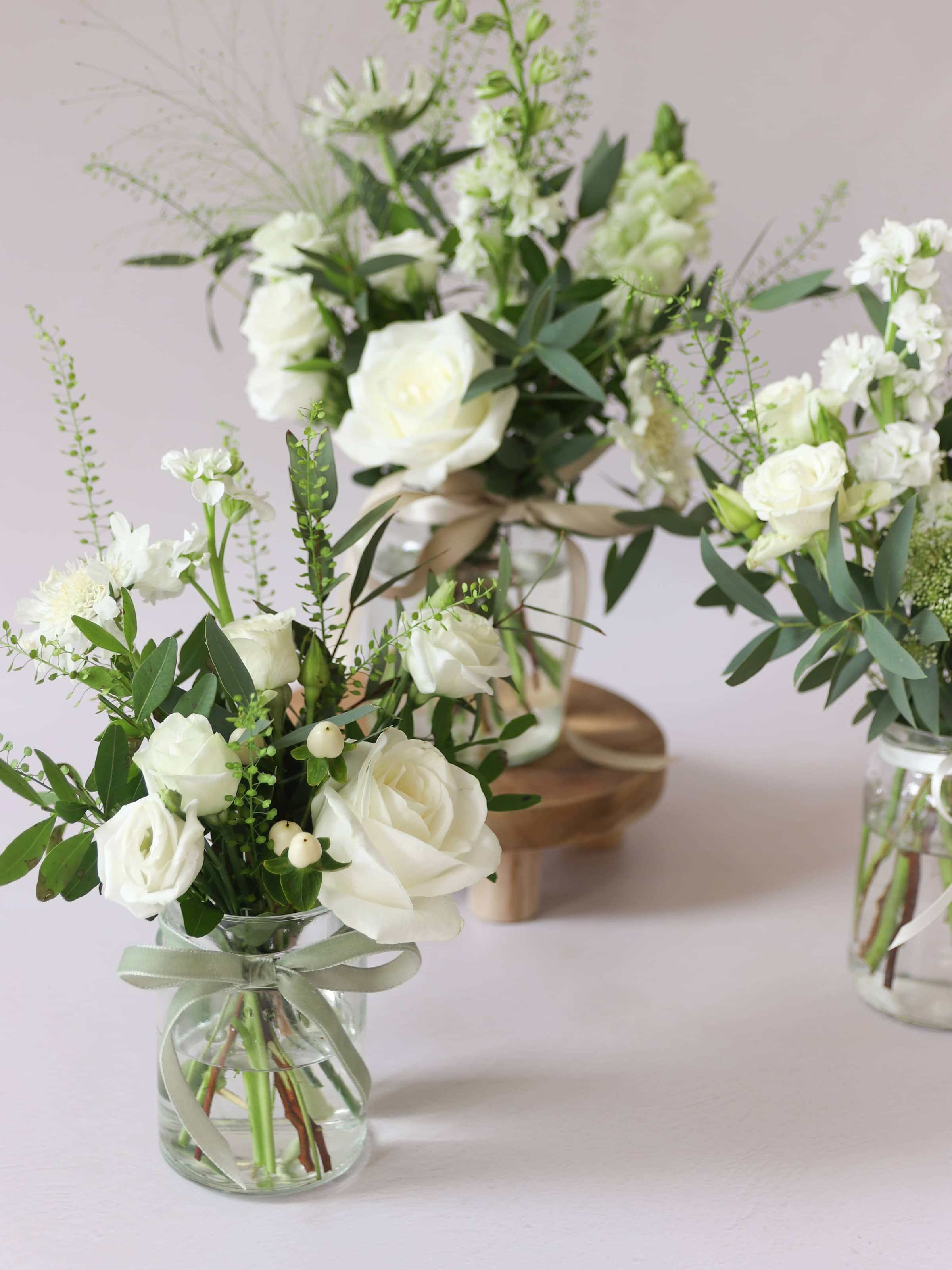 White & Green Jam Jar Trio