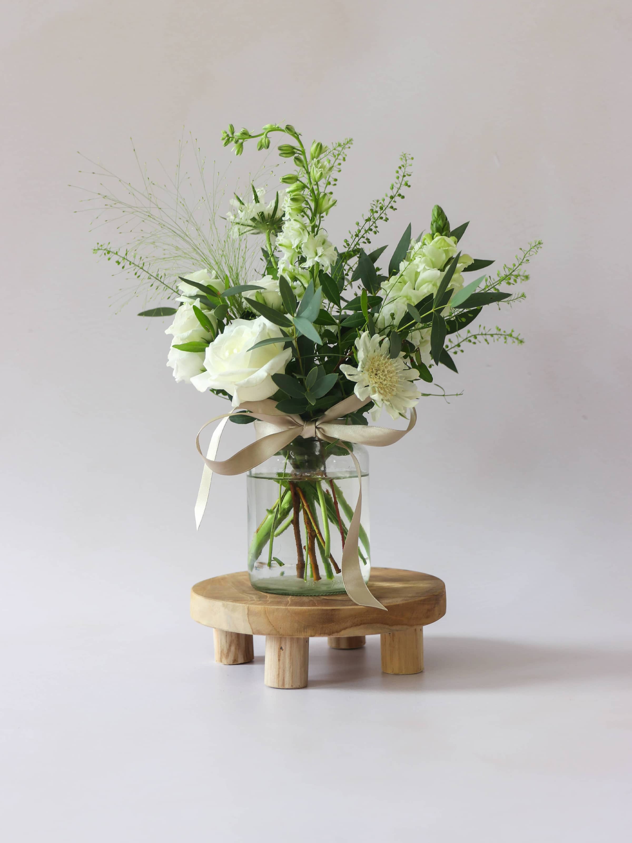 White & Green Jam Jar Trio